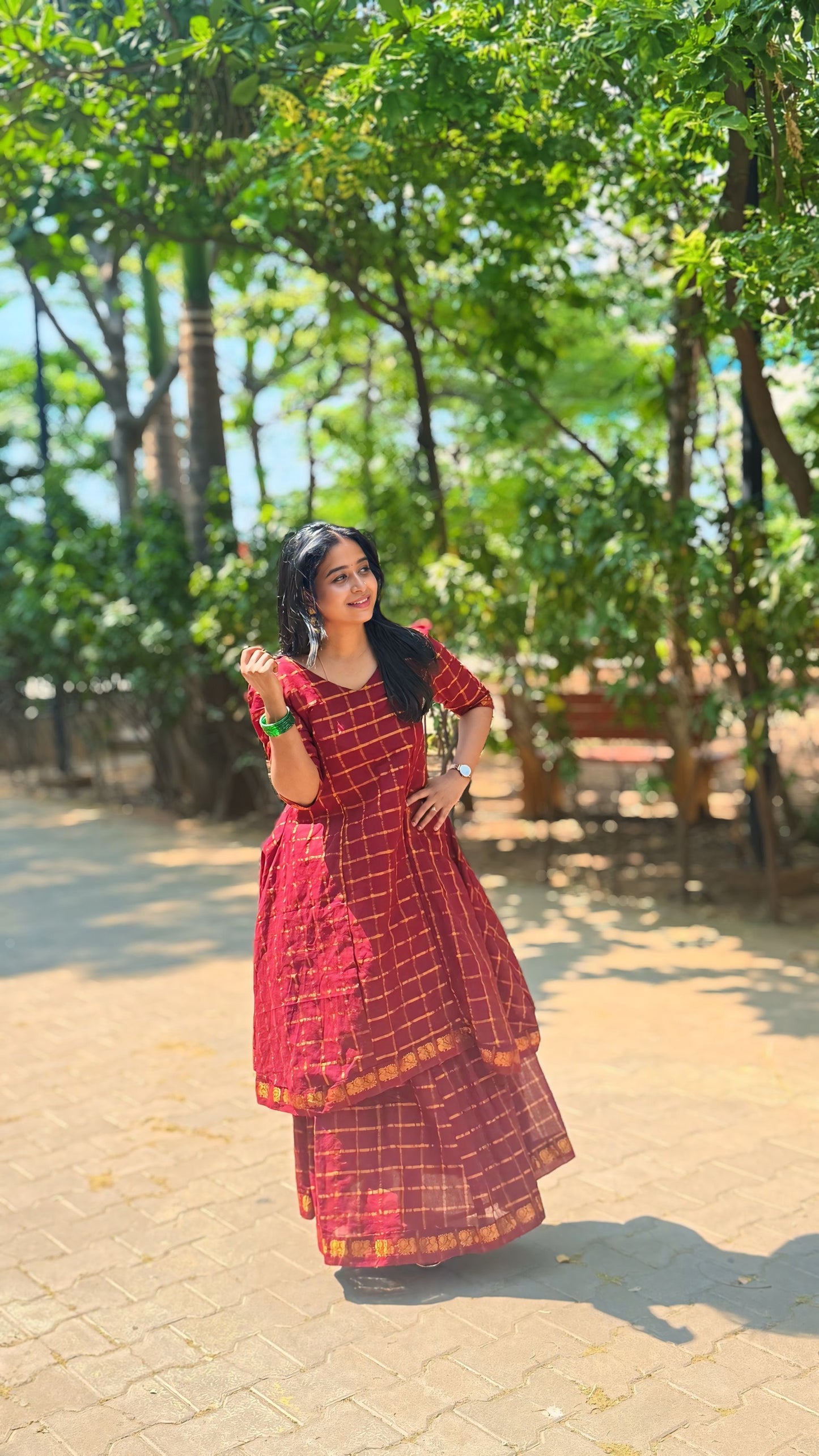 Traditional V Neck Maroon