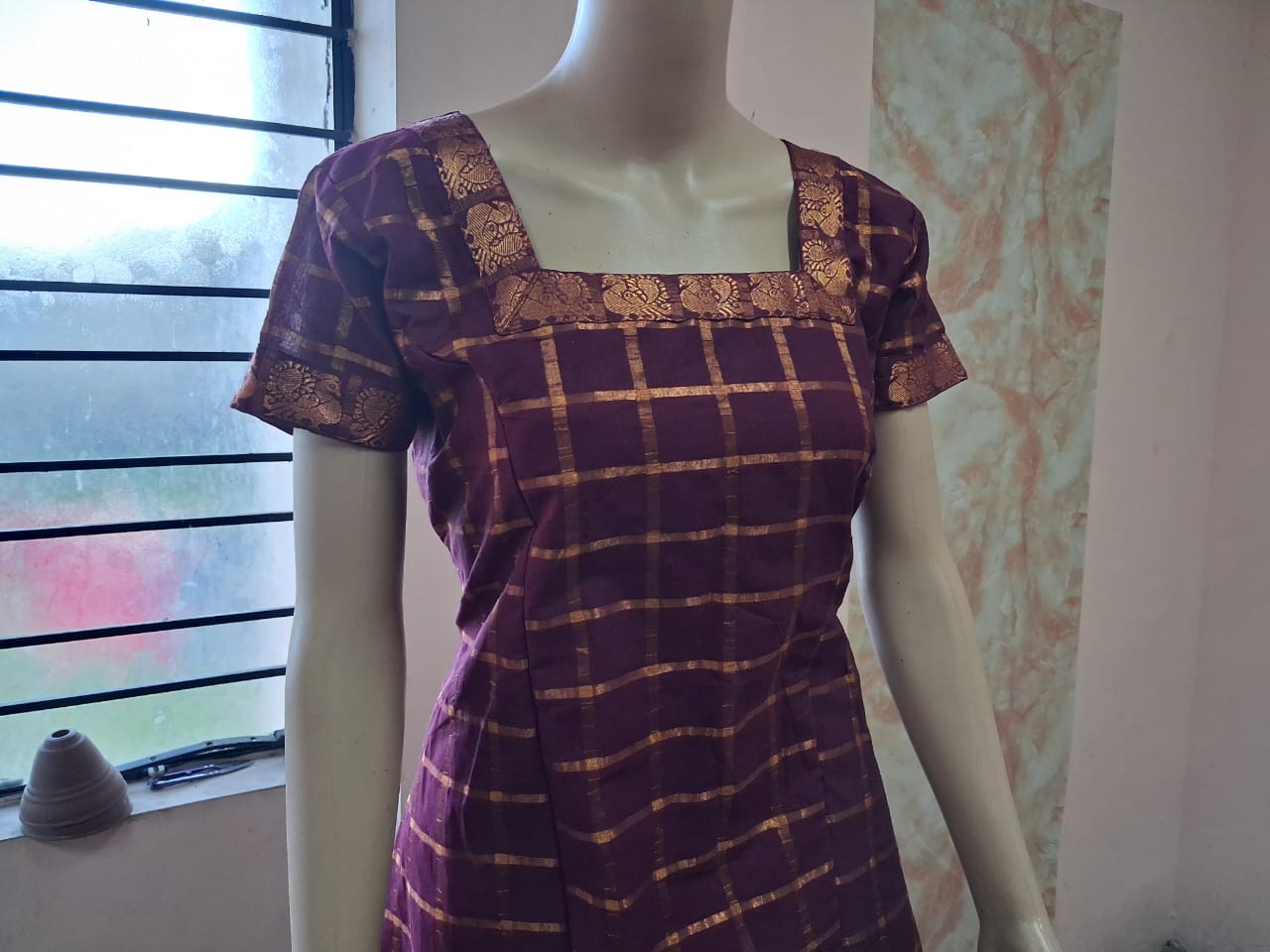 Square ( Pa ) Maroon Traditional Skirt & top