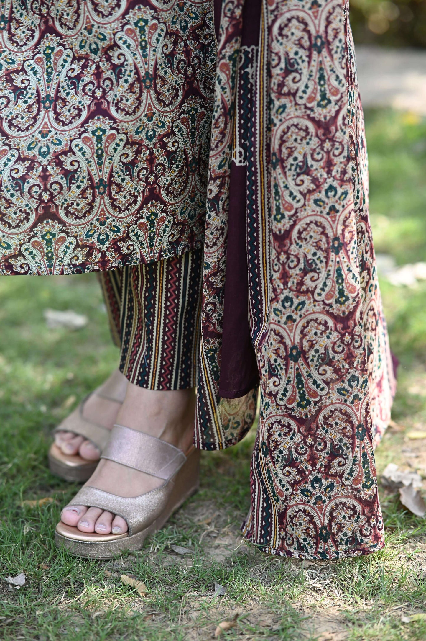 Kalamkari Mirror Work - Mehroon