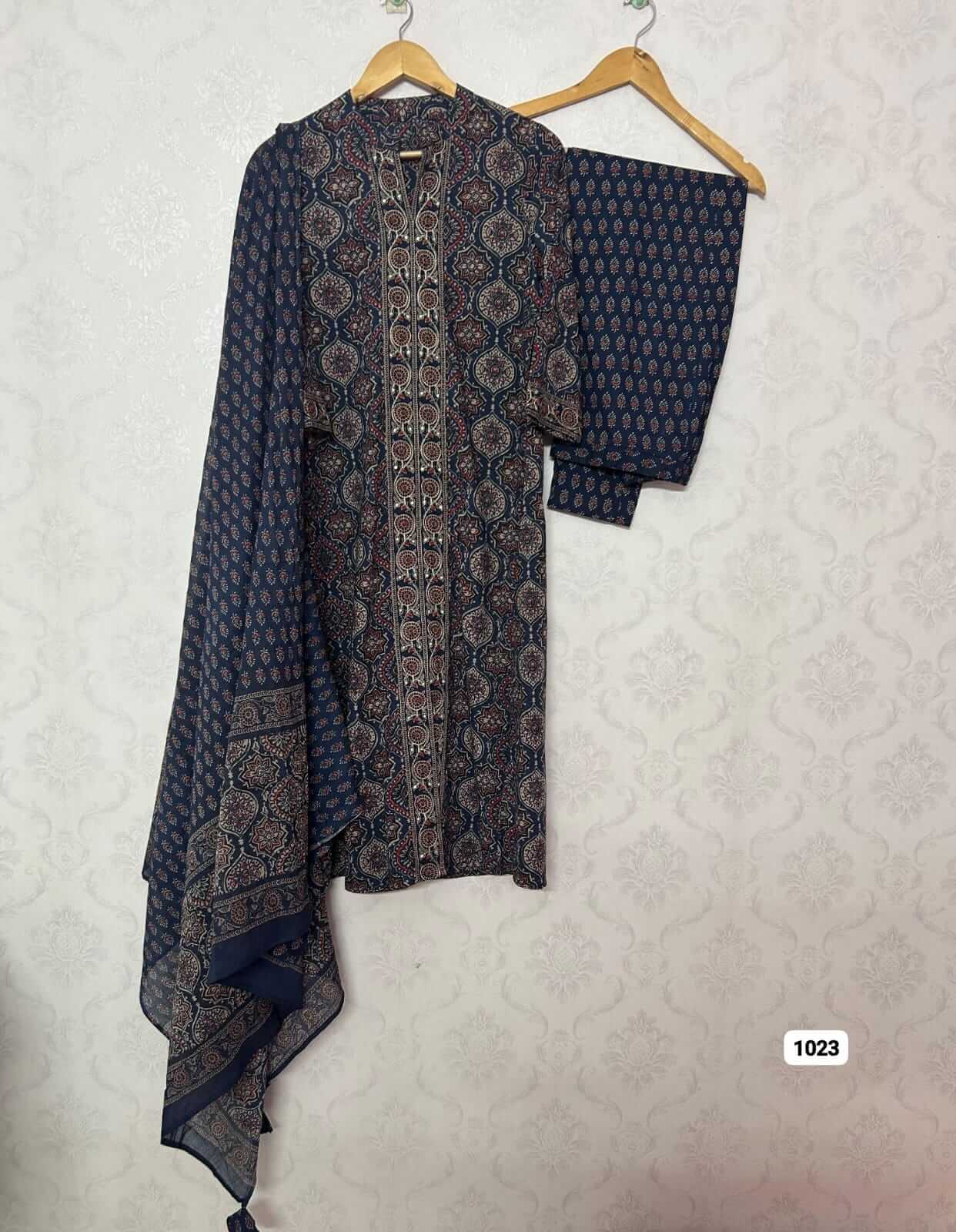 Ajrakh Blue kurta