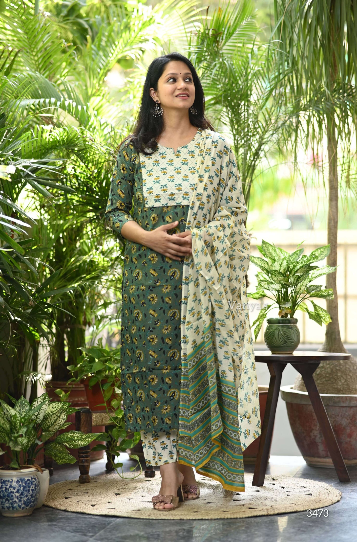 Green Jaipuri print