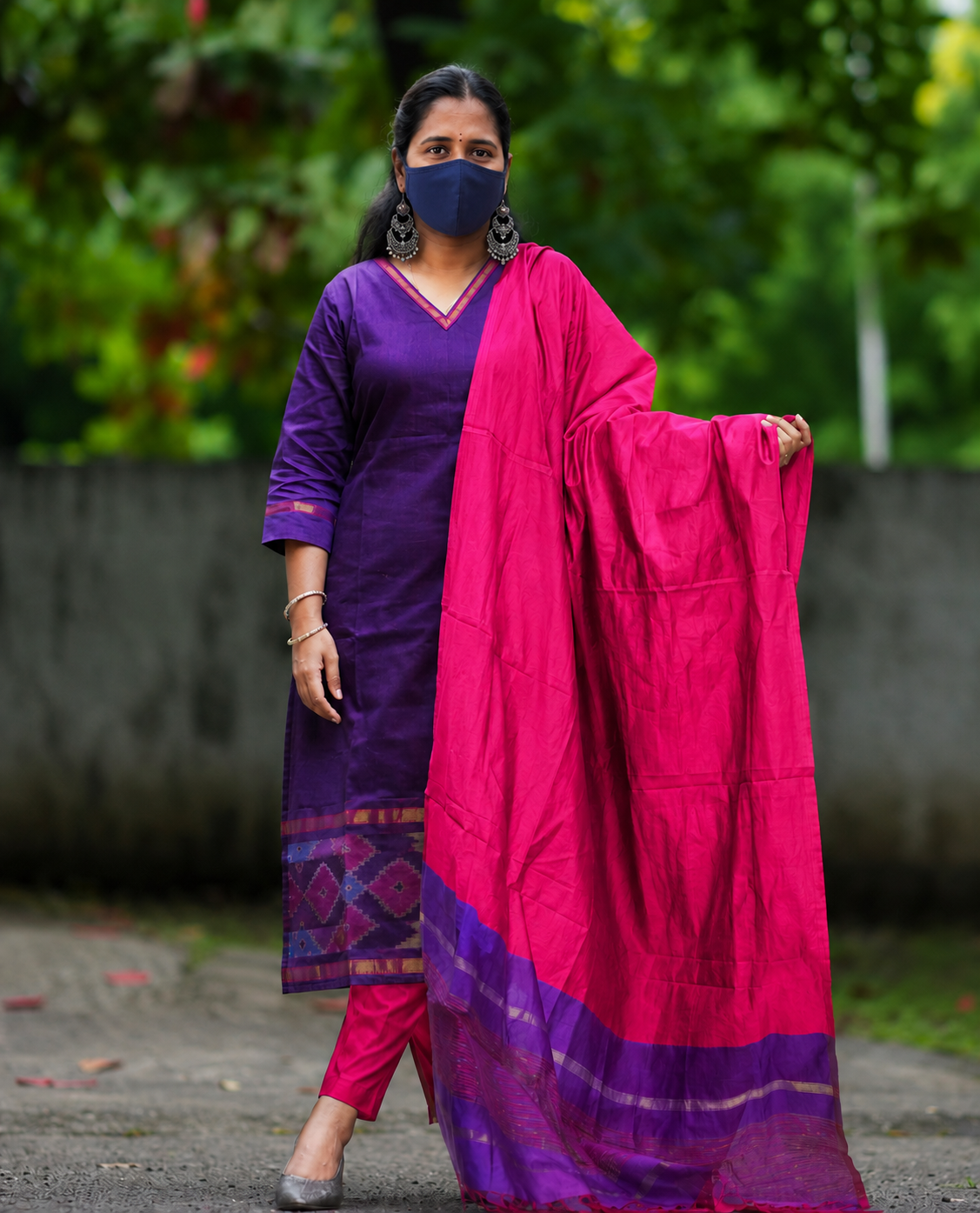 V Neck Silk Salwar