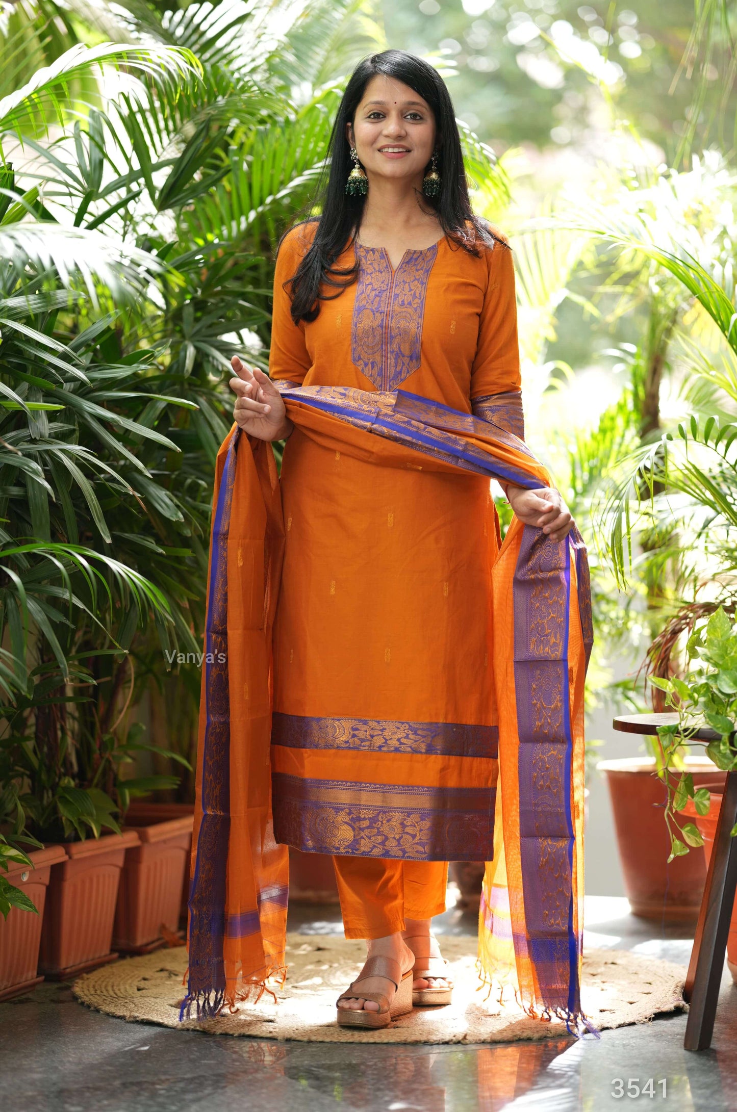Rust Orange Kanchi Cotton