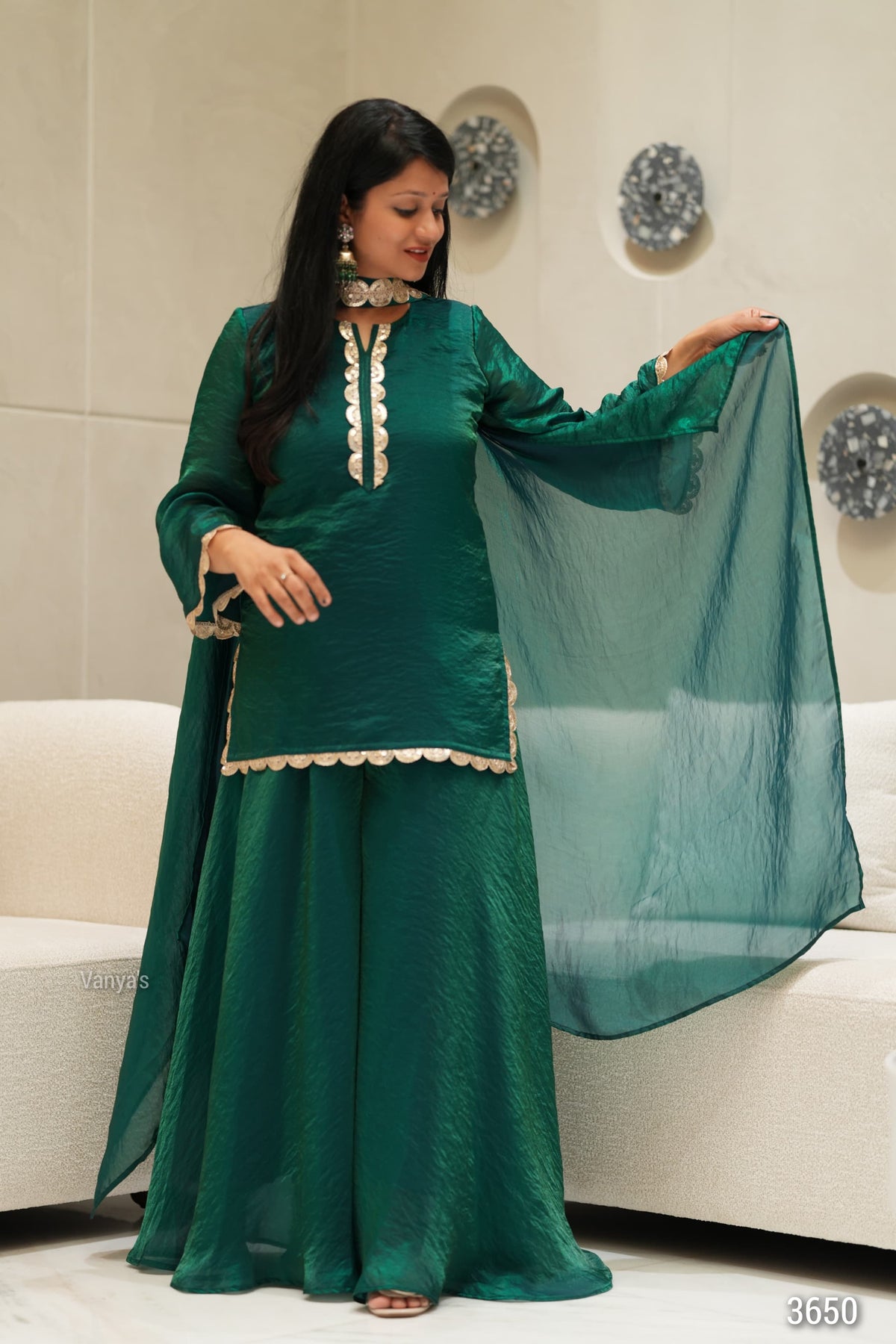 Bottle Green Sharara set