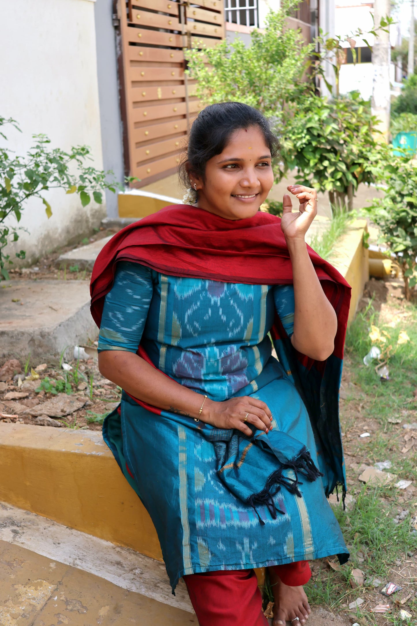 Peacock Blue Silk Salwar