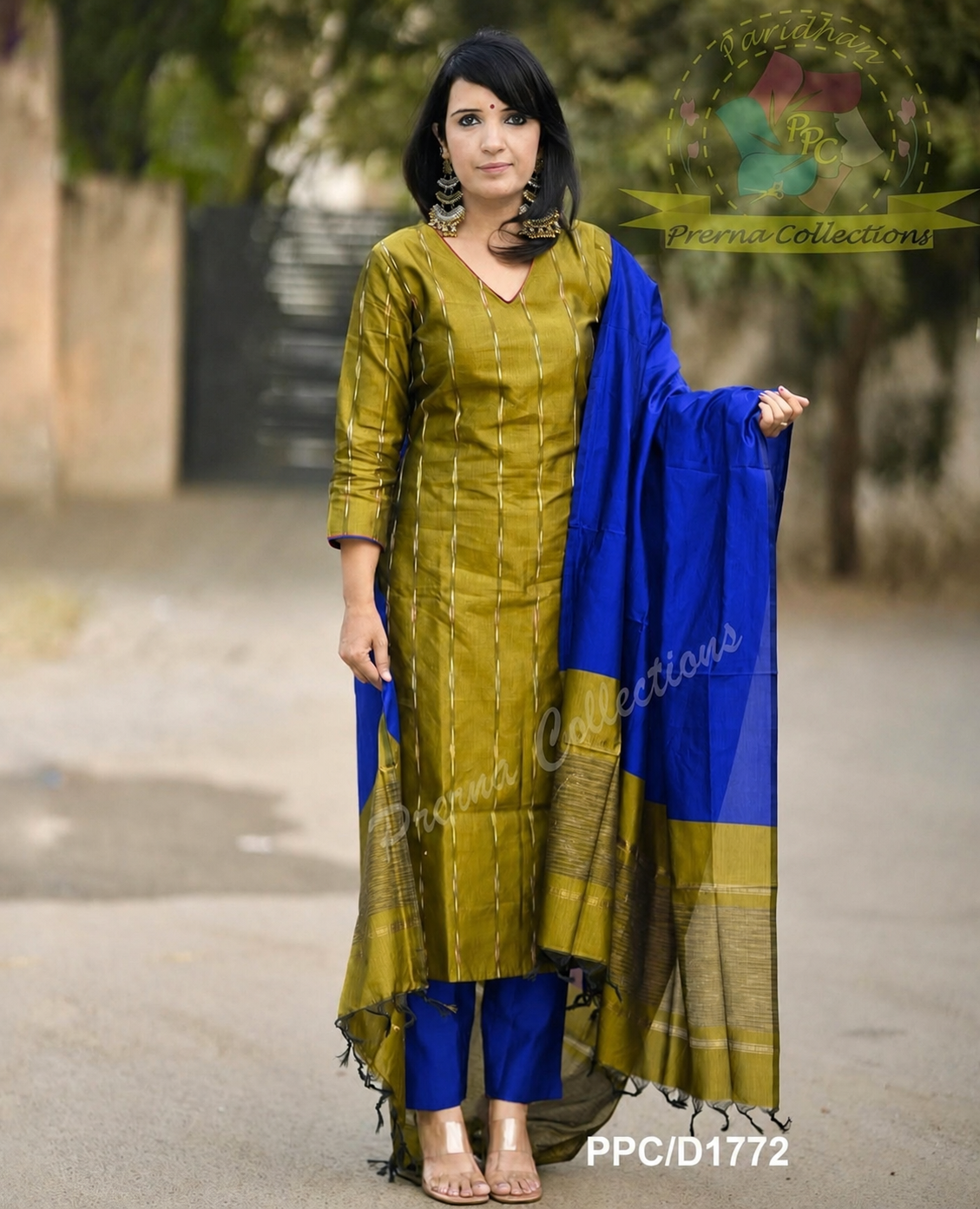Silk Salwar- Green & blue