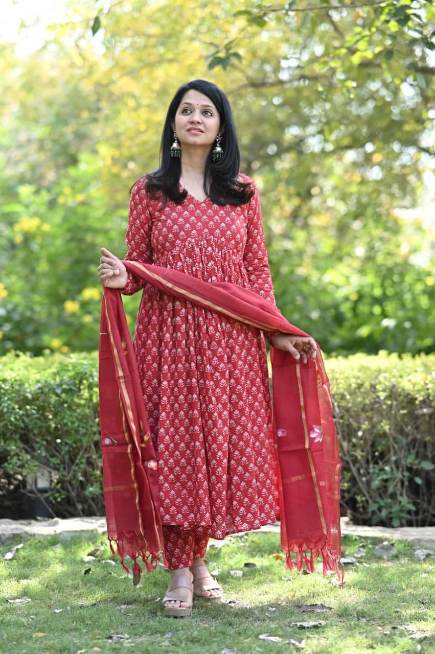 Rust Red Anarkali