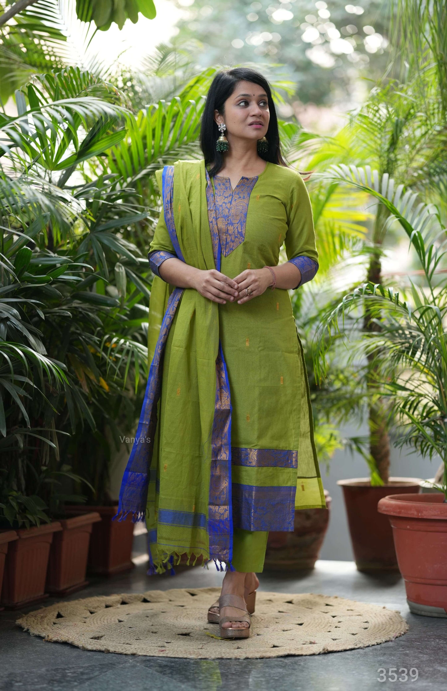 Parrot Green Kanchi Cotton