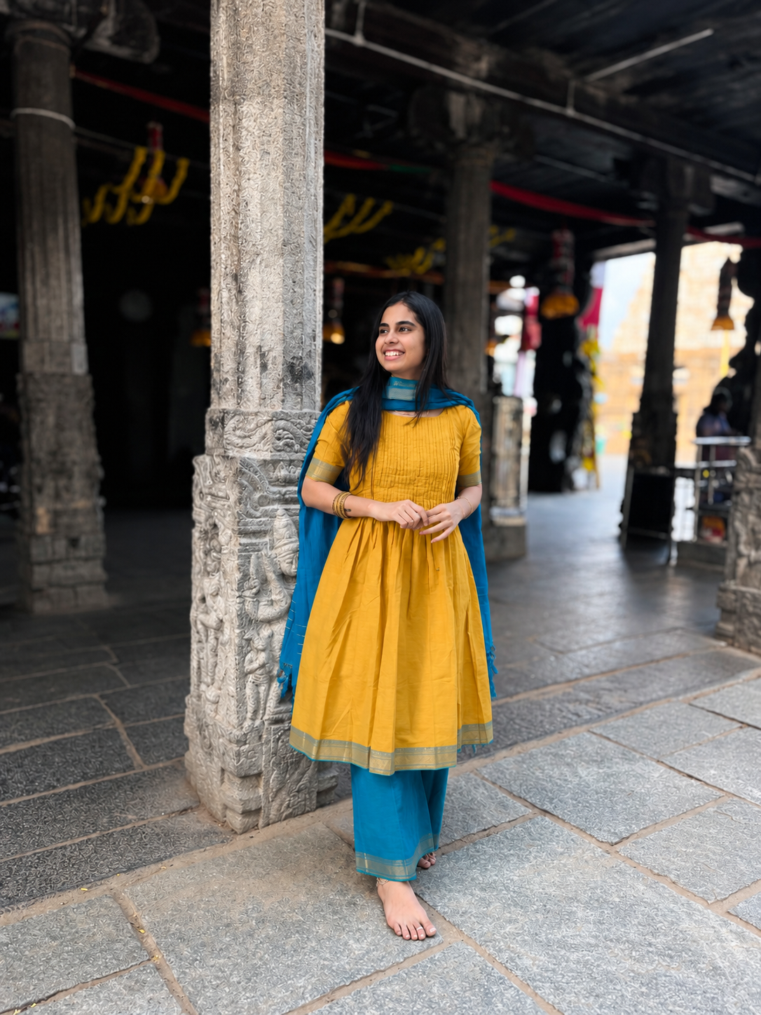 Mustard Contrast Pintex