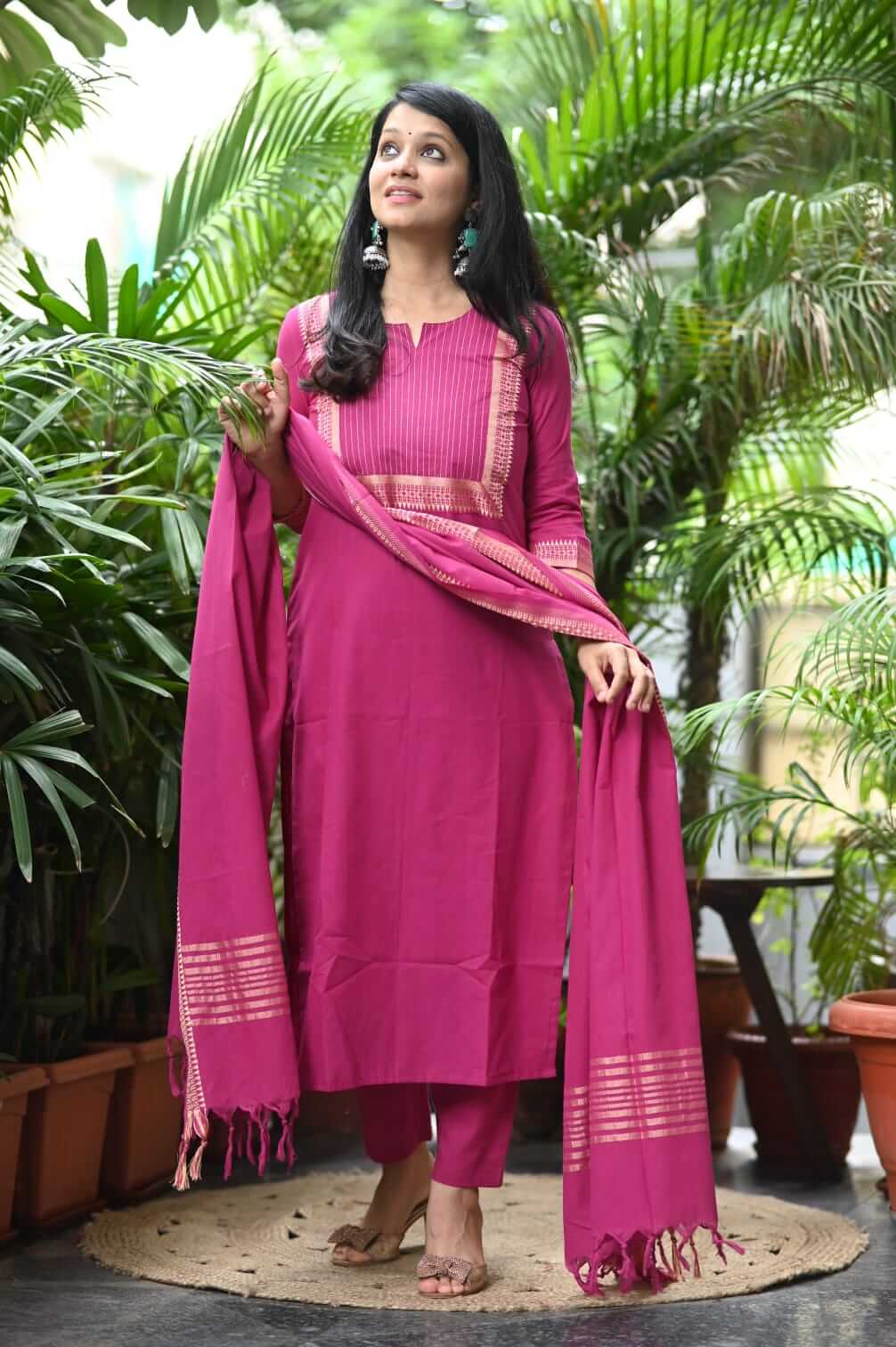 Pink Handloom woven