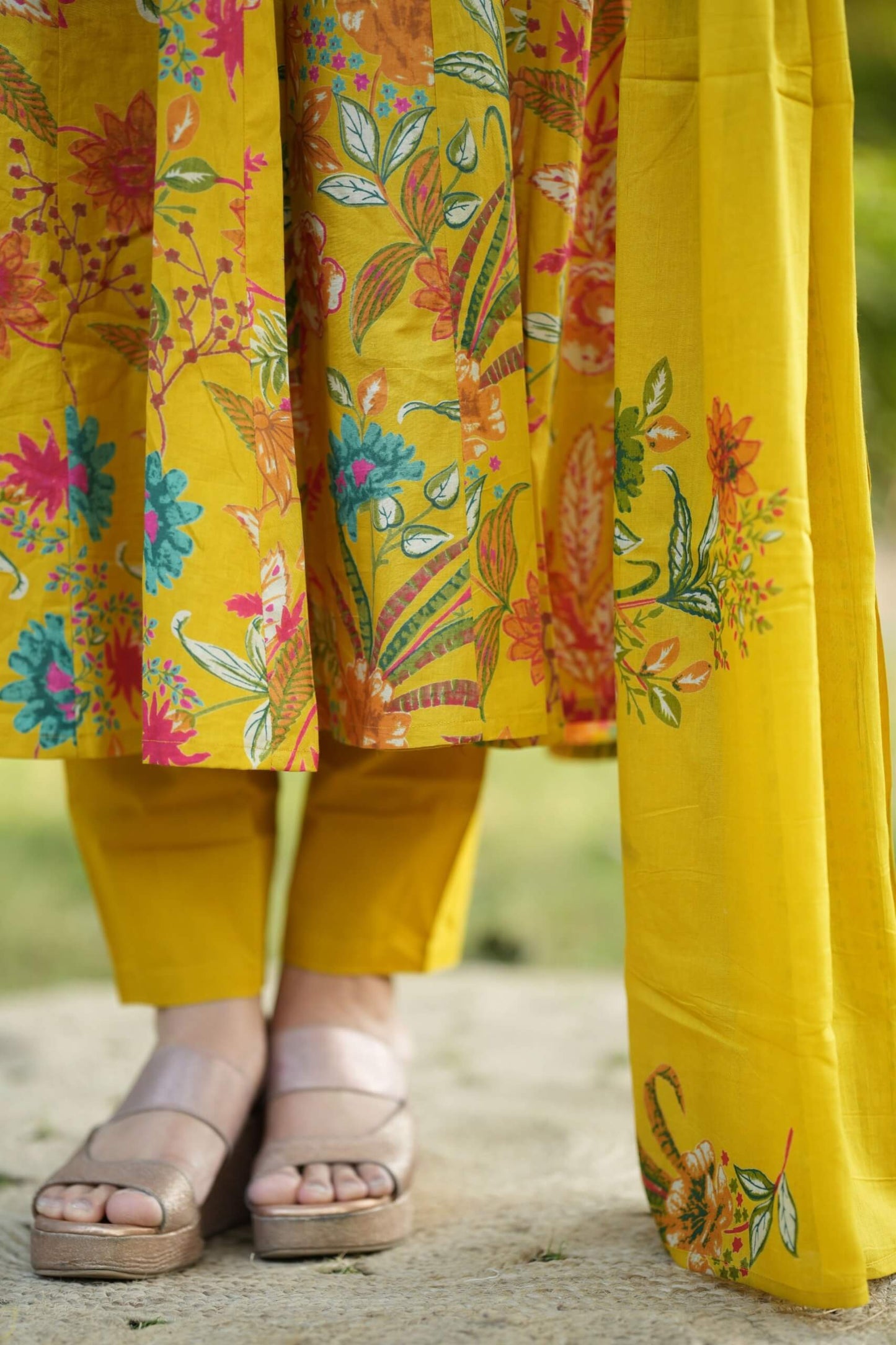 Lightweight Yellow Anarkali
