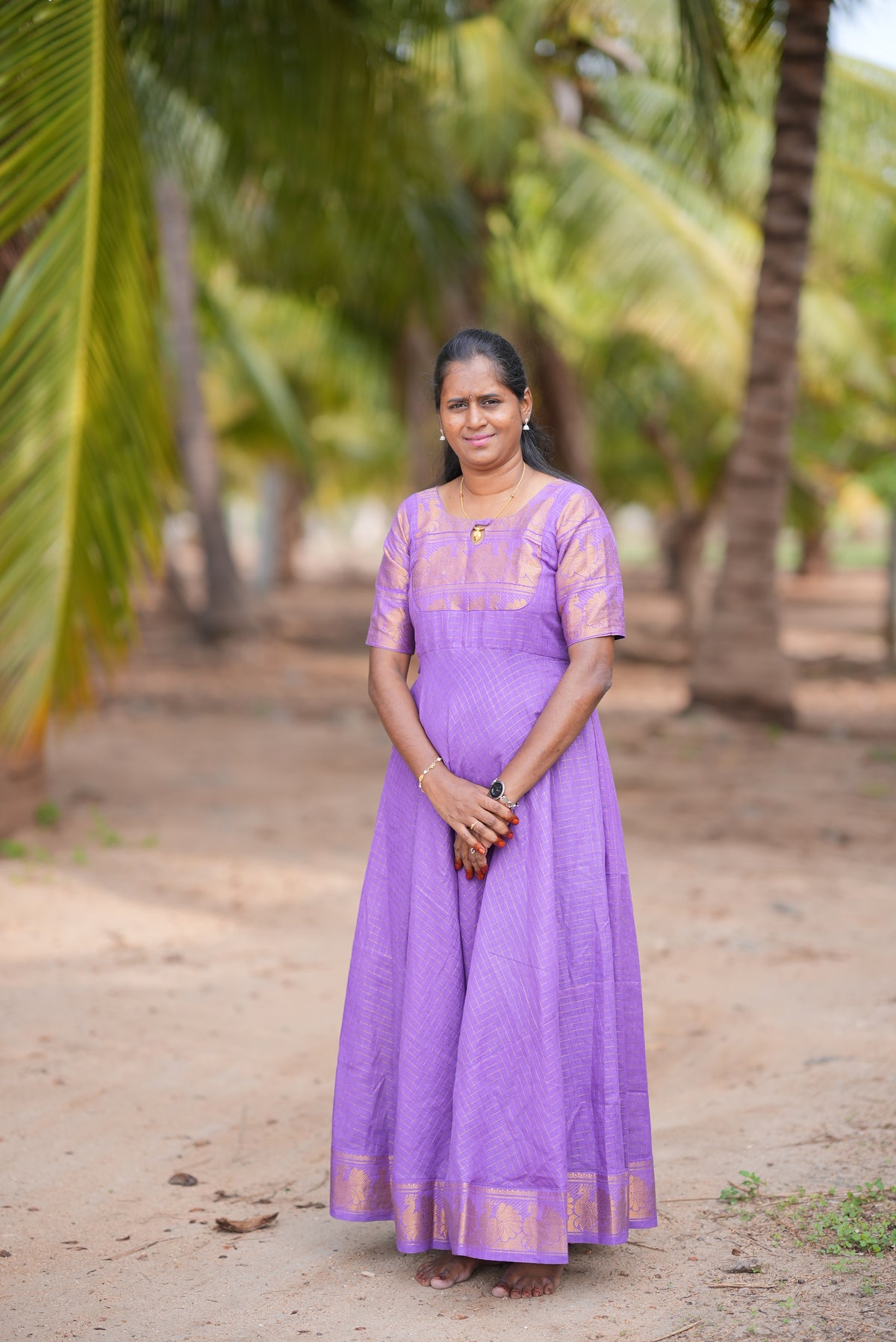 Purple Self Sungudi Anarkali