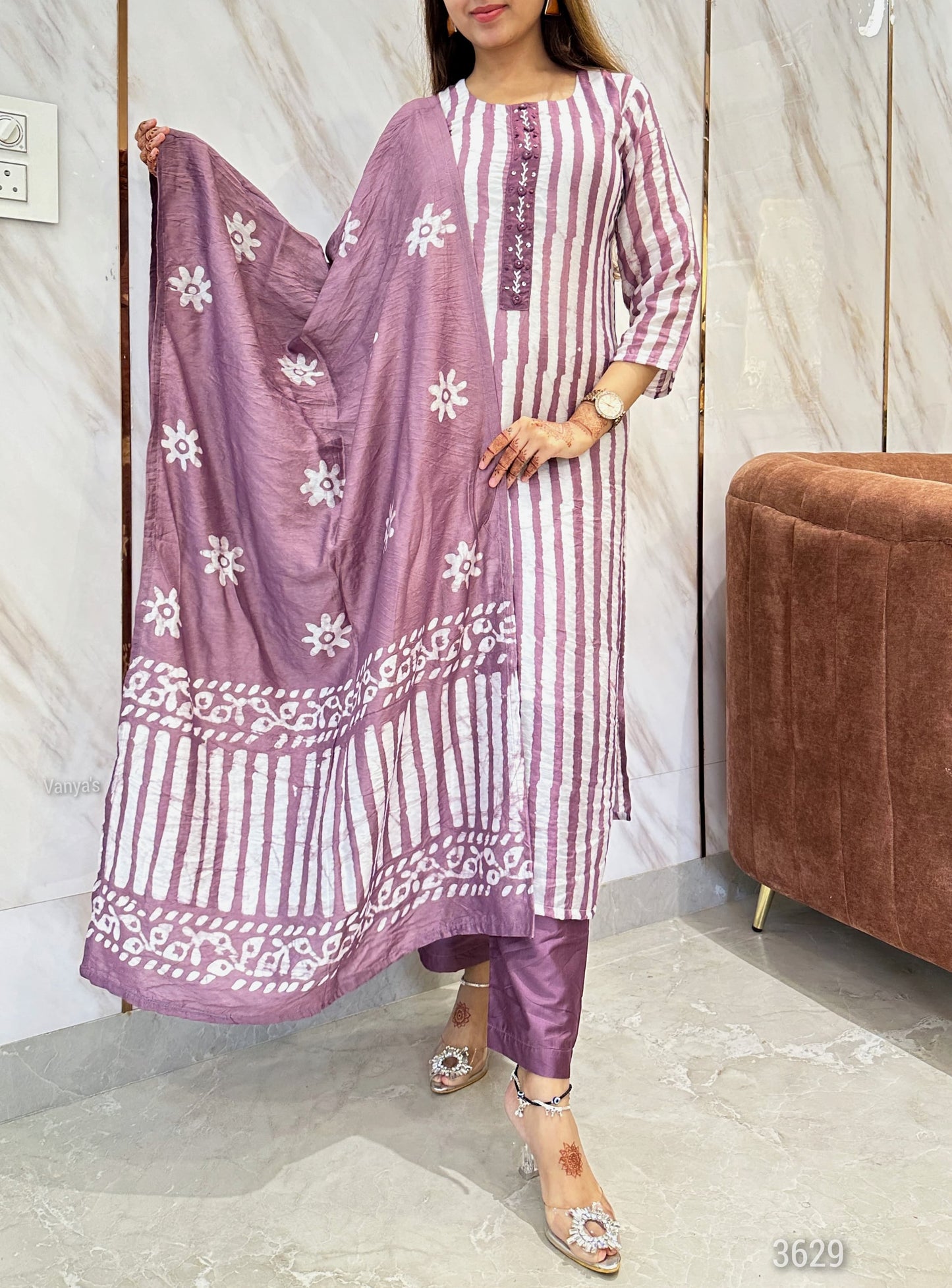 Mauve Chanderi Silk