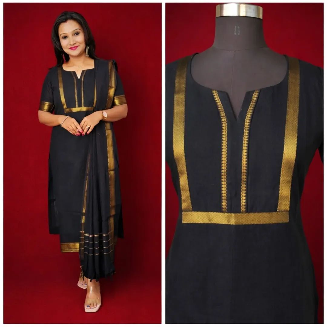 Black Mangalagiri Set