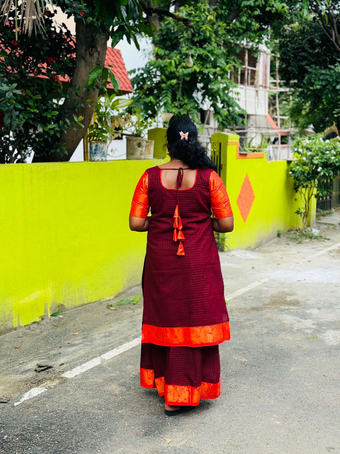 Traditional Skirt and top (Brown &Orange)