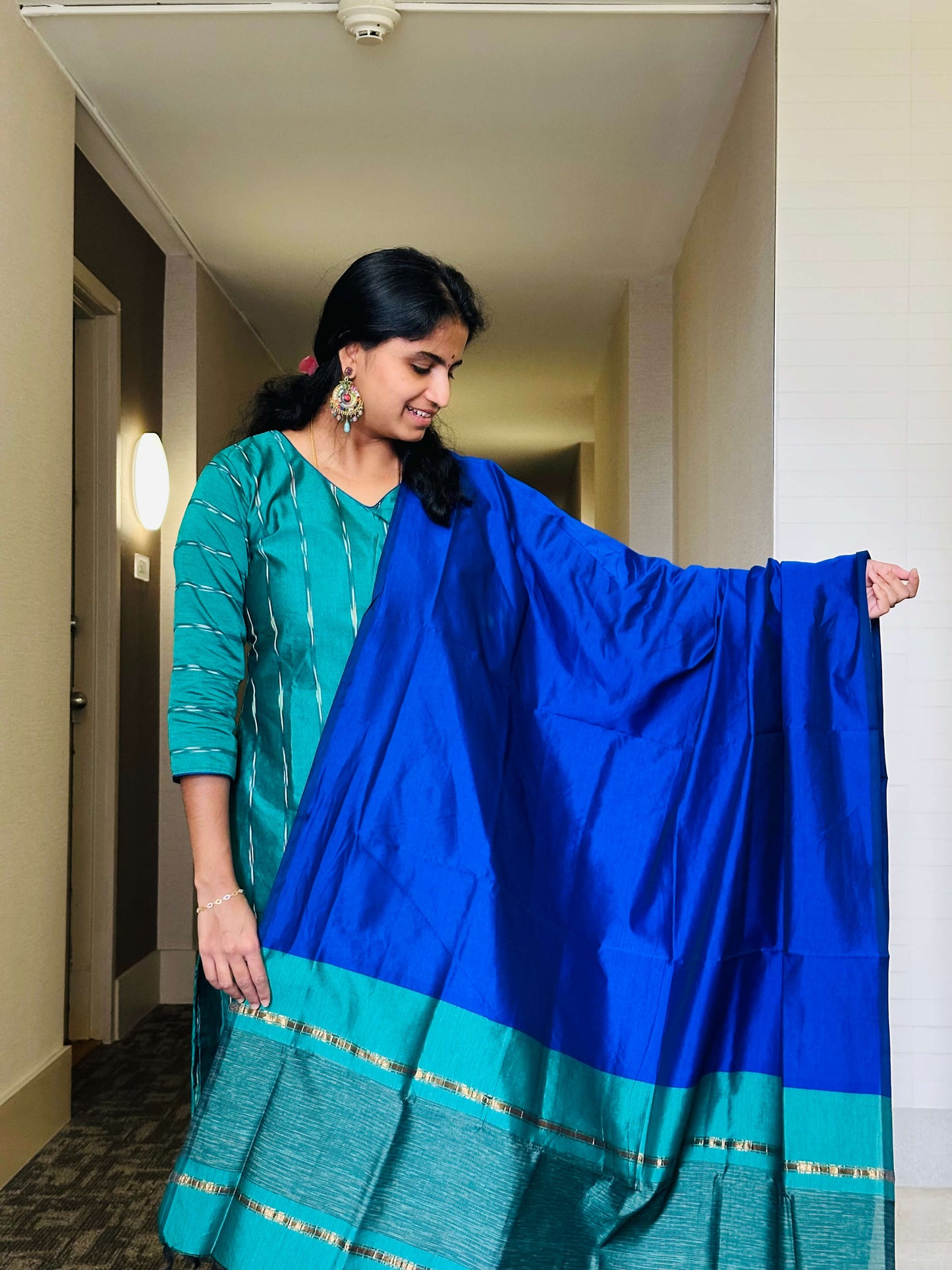 Teal Green Silk Salwar