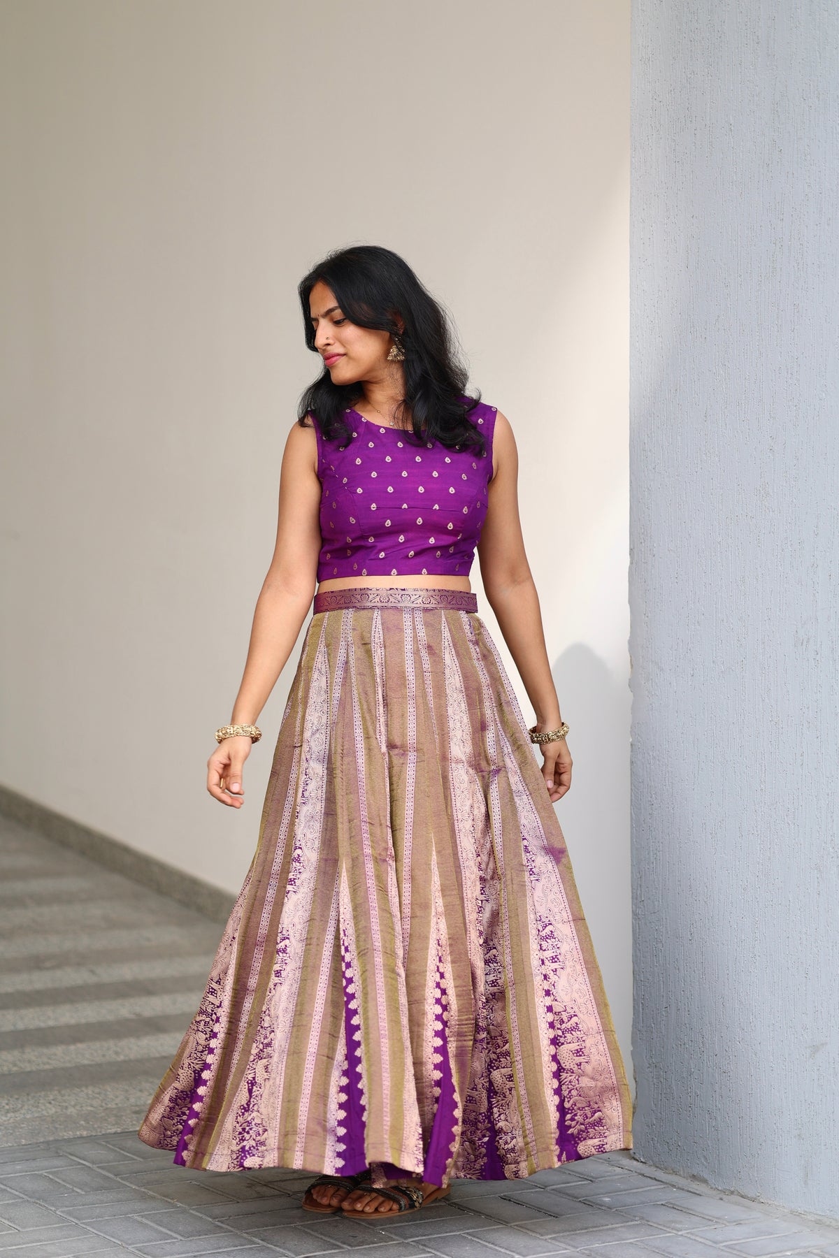 Purple Crop Top & Skirt