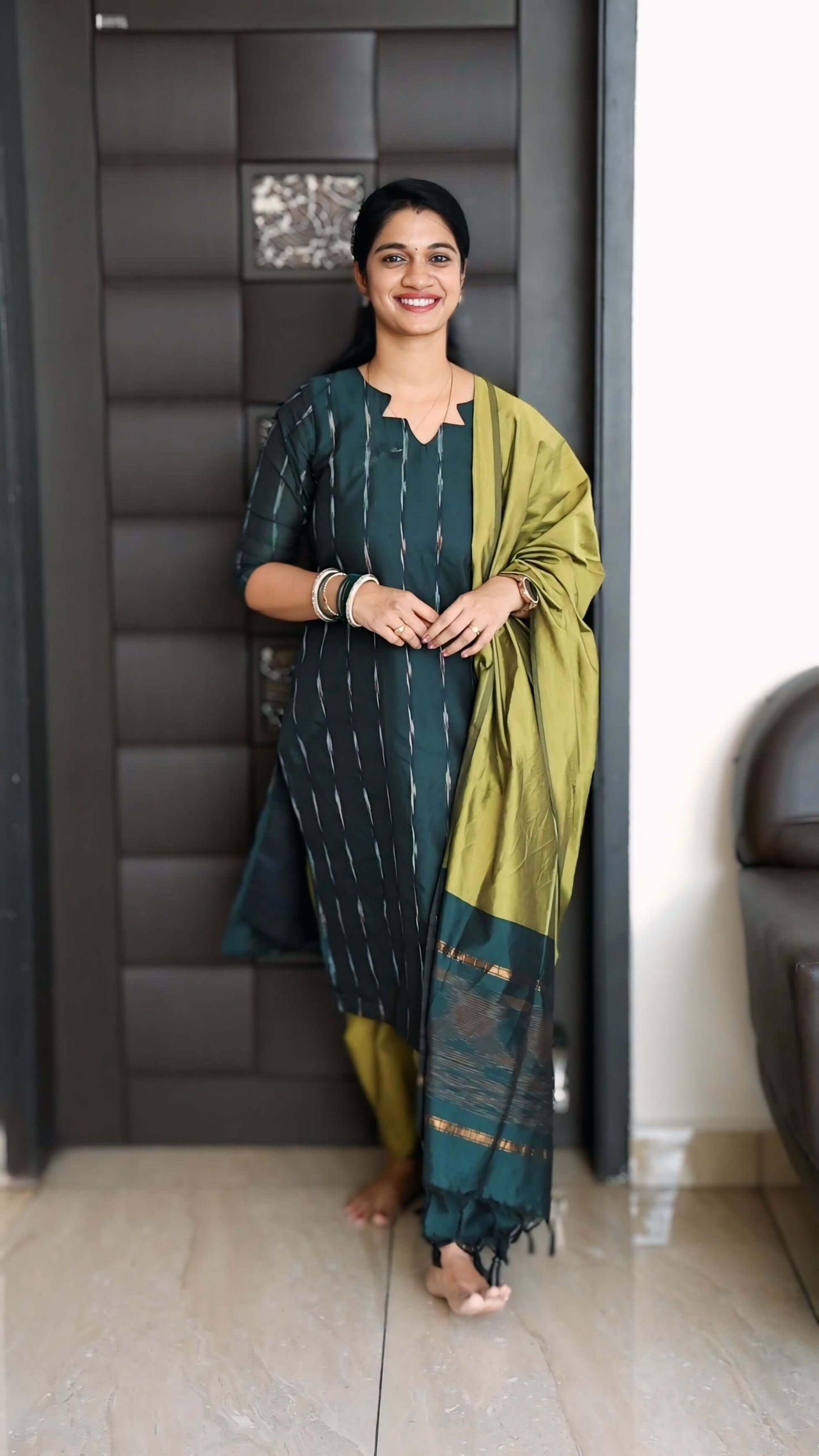 Star Neck Pochamplly Silk Salwar