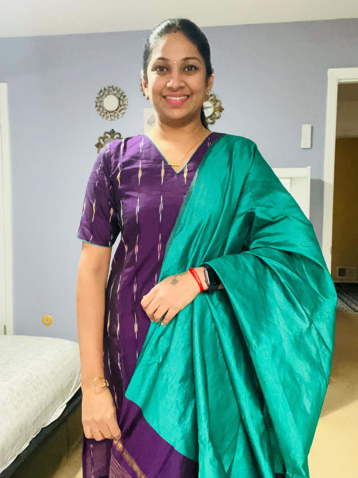 V Neck Pochamplly Silk