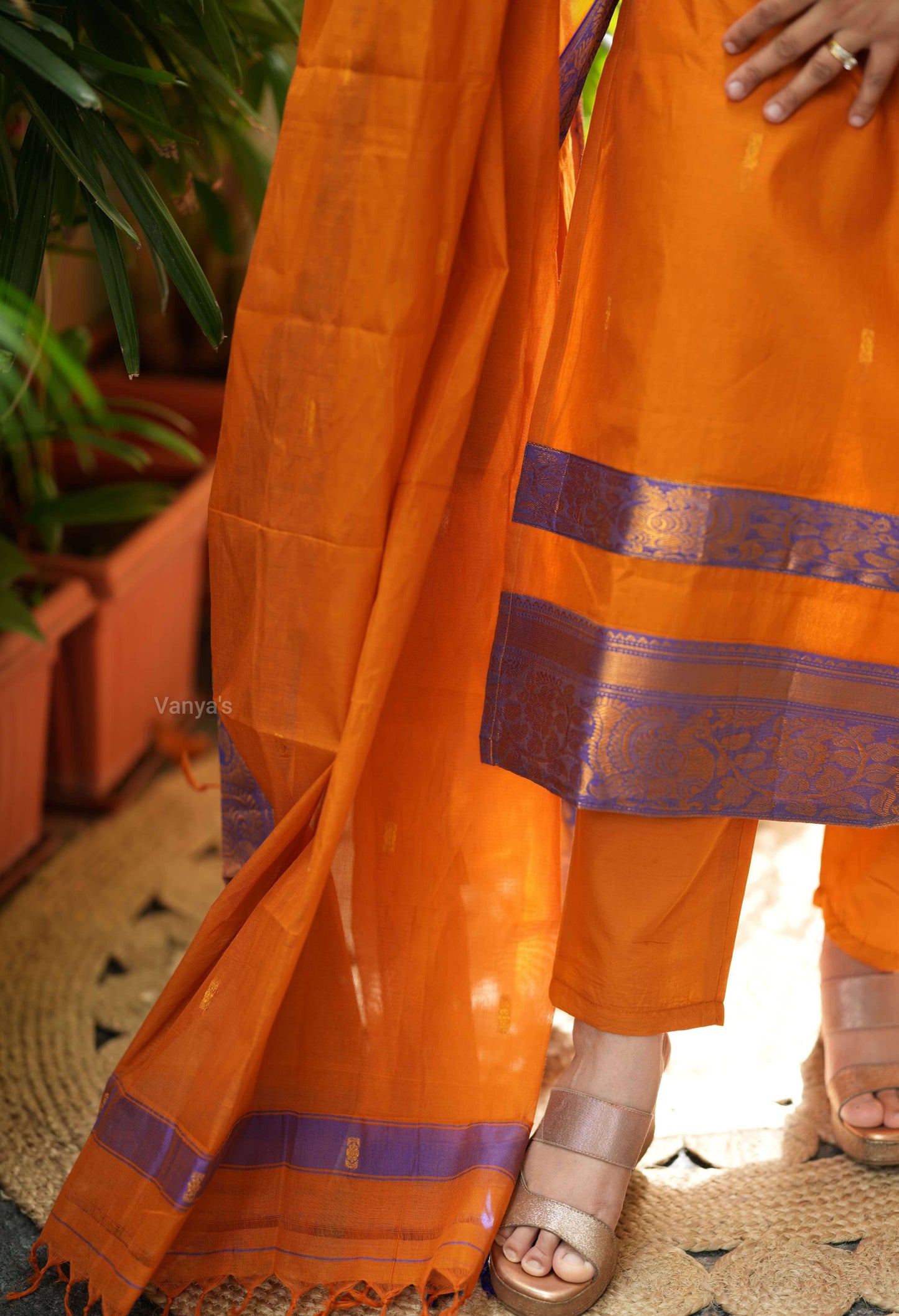 Rust Orange  Kanchi Cotton
