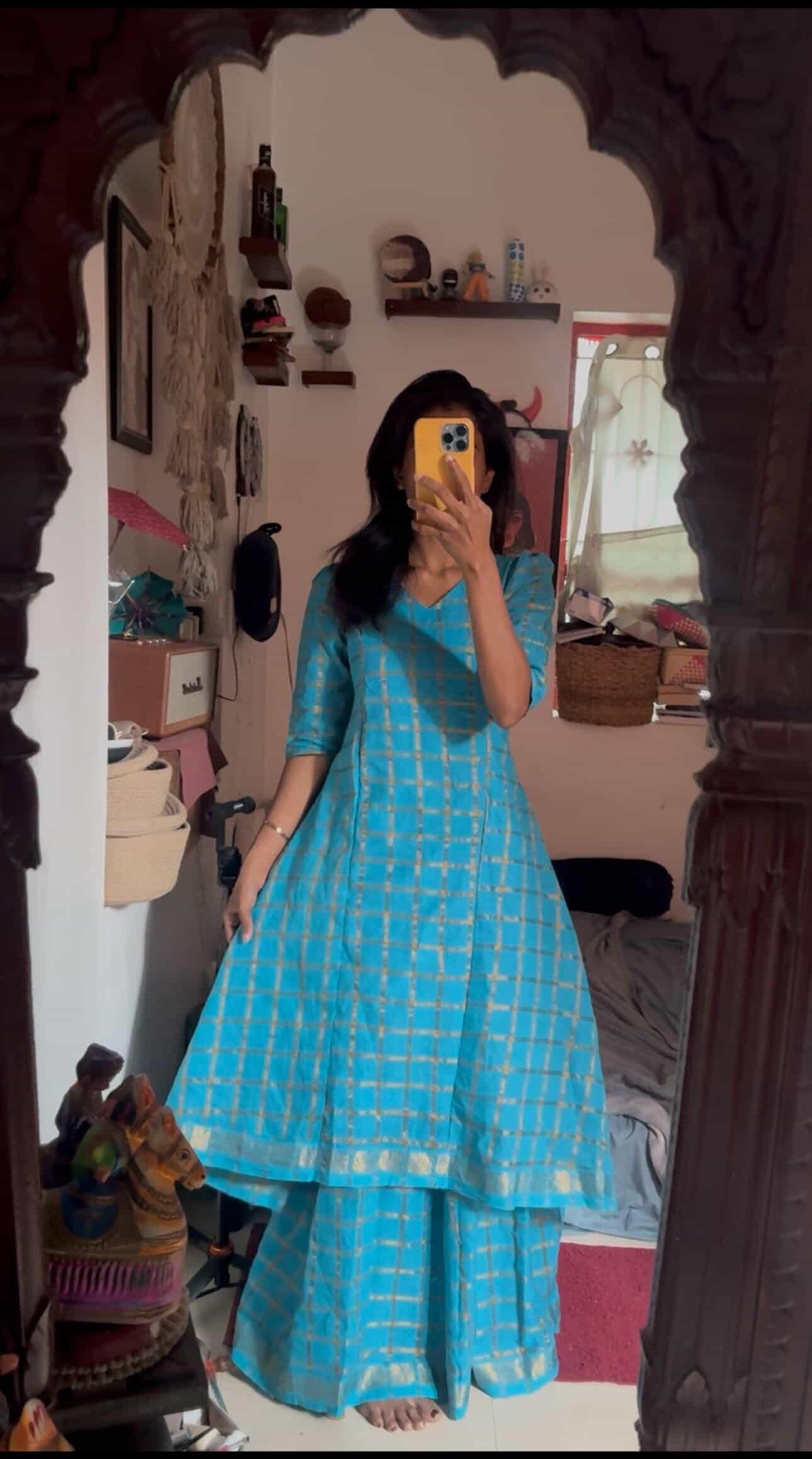 Sky Blue  V Neck Skirt and top
