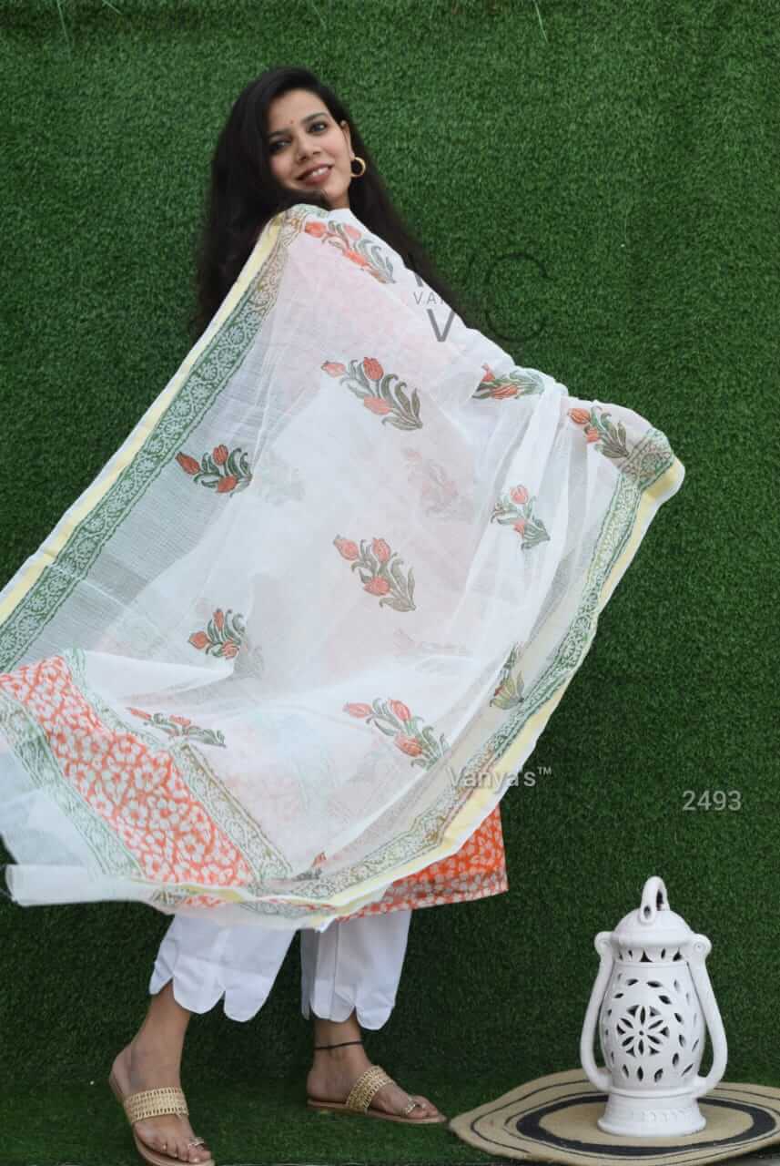 Orange Kota Doria set