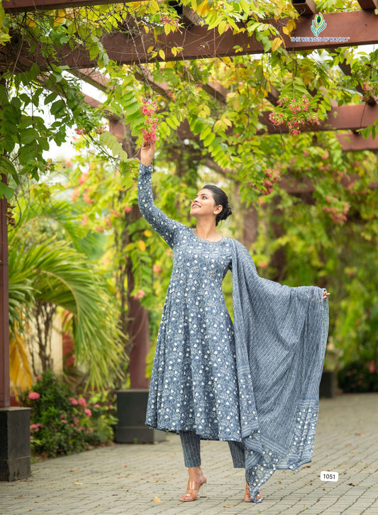Powder blue with white floral