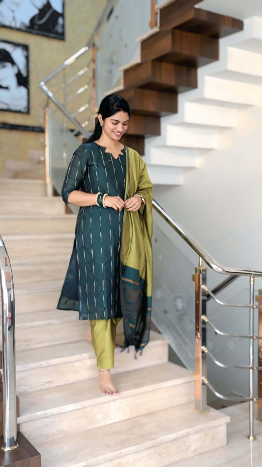 Star Neck Pochamplly Silk Salwar