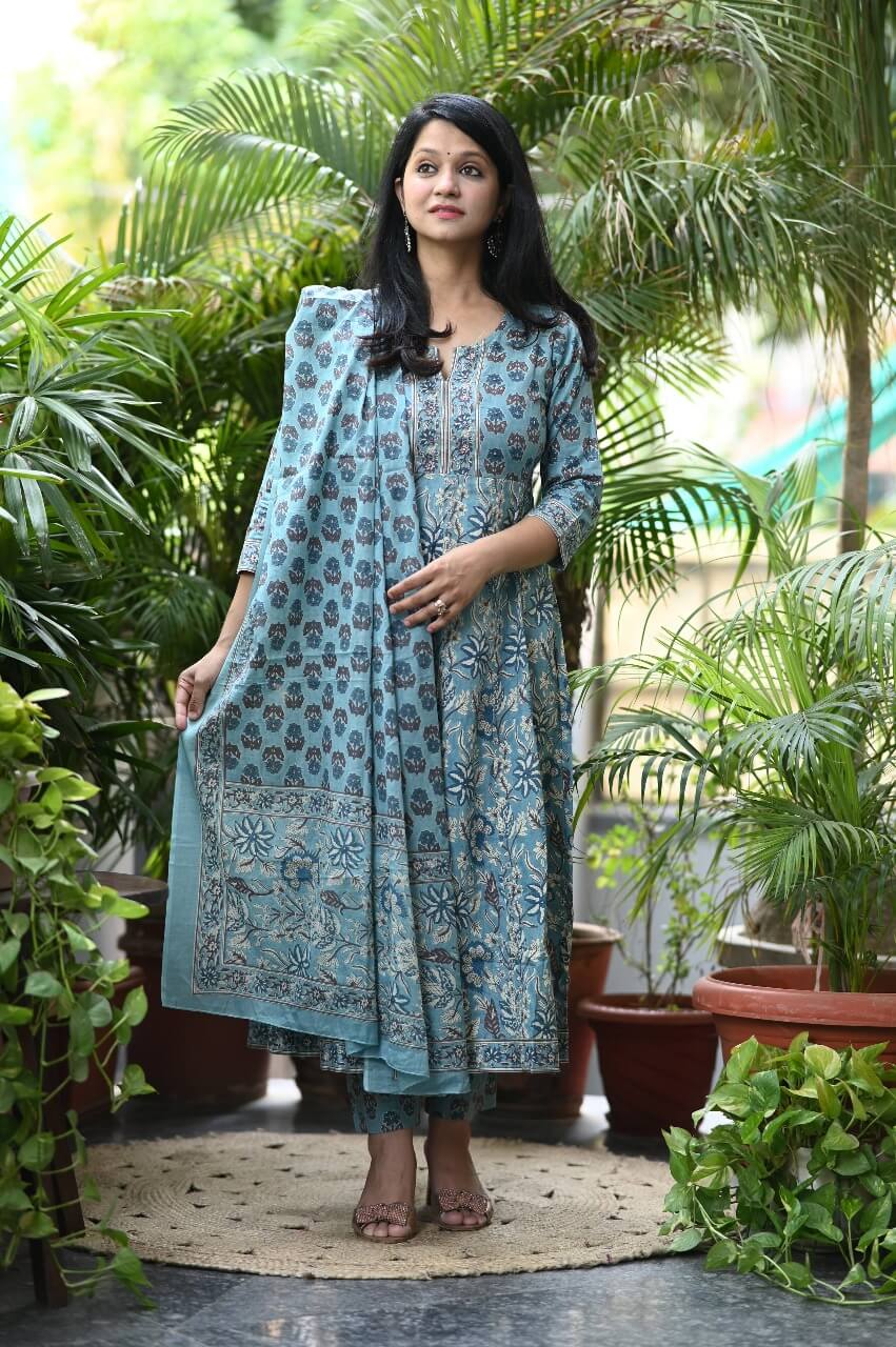 Blue Hand Block Printing