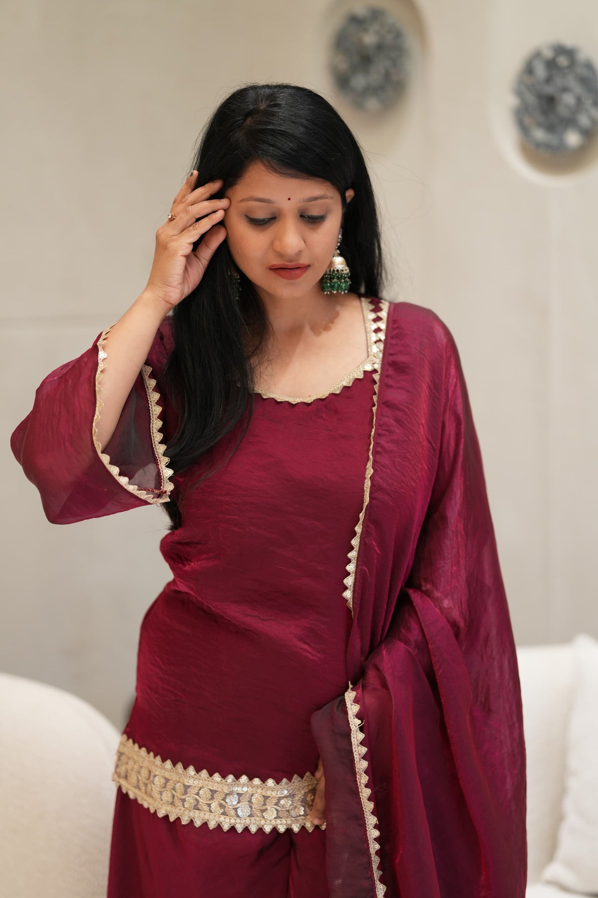 Cherry Majesty Sharara set