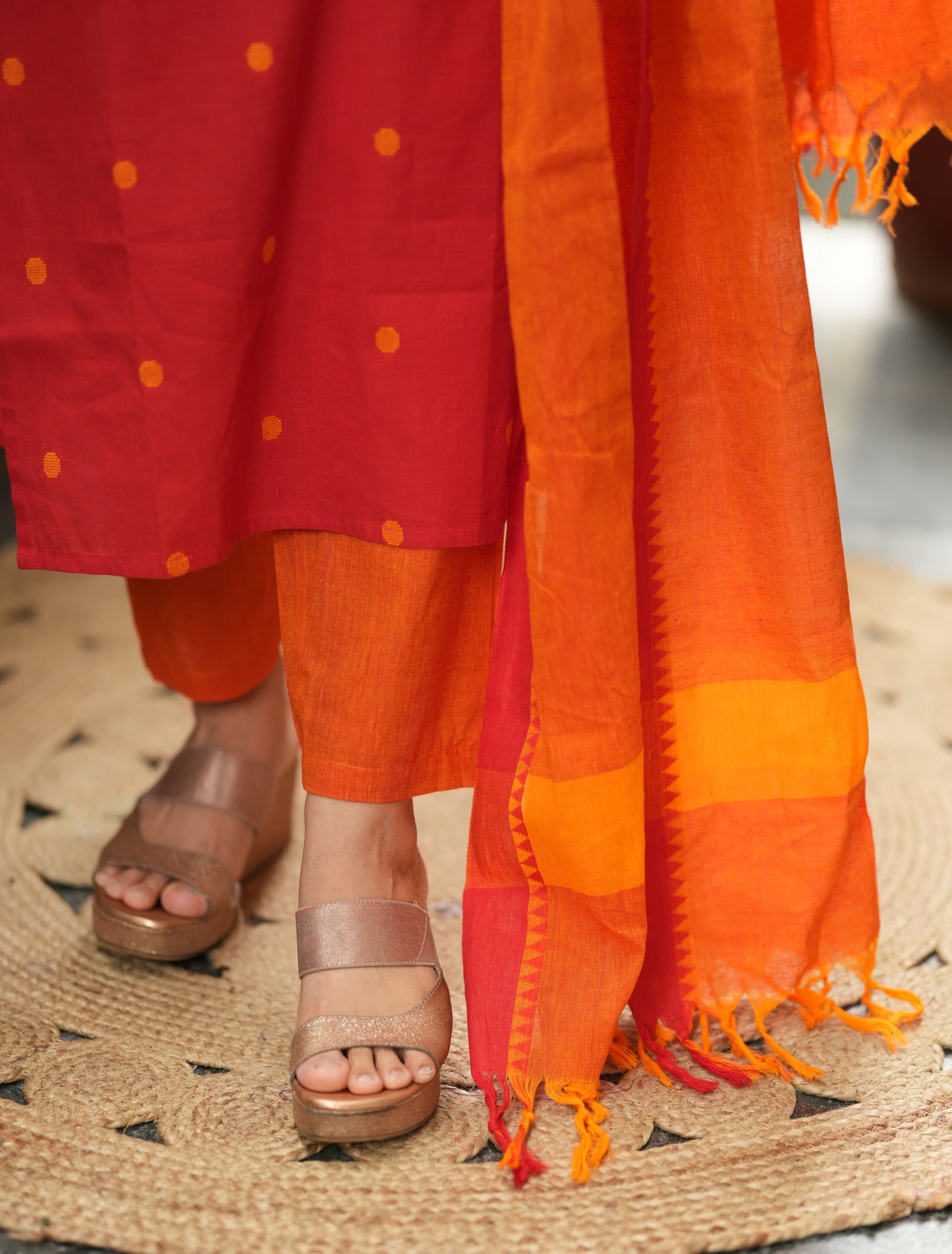 Handloom naryani Orange