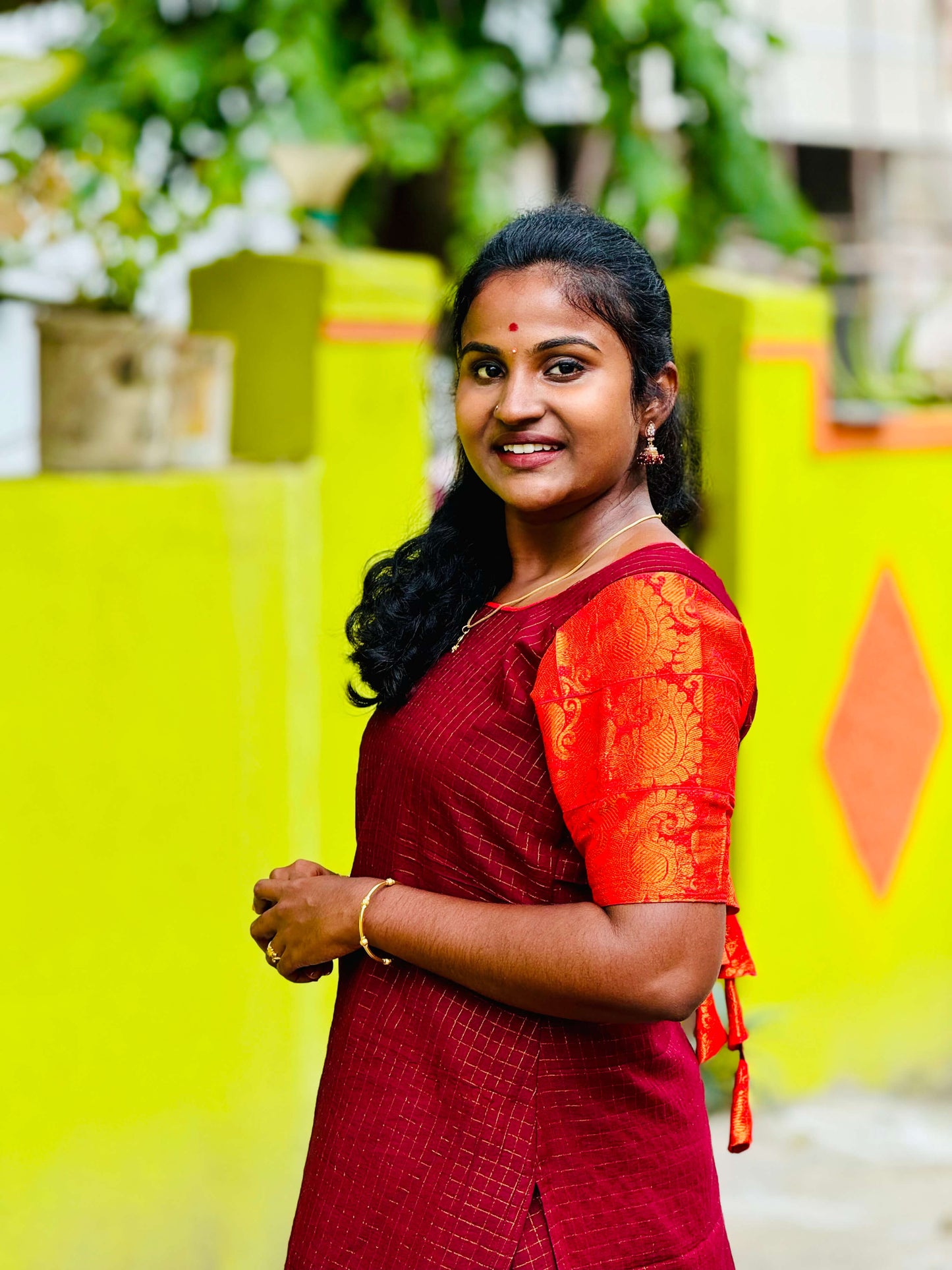 Traditional Skirt and top (Brown &Orange)