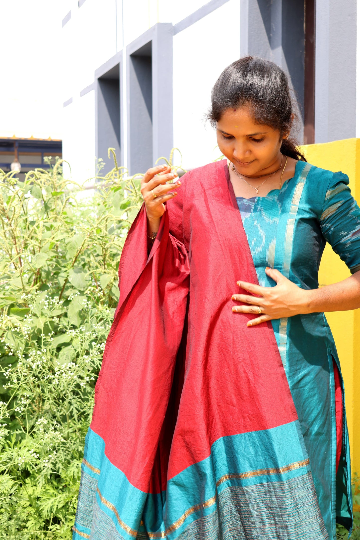 Peacock Blue Silk Salwar