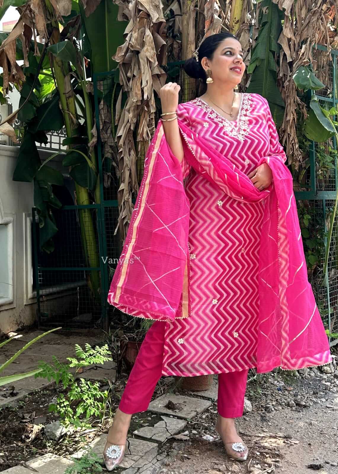 Pink Lehriya Kota Doria