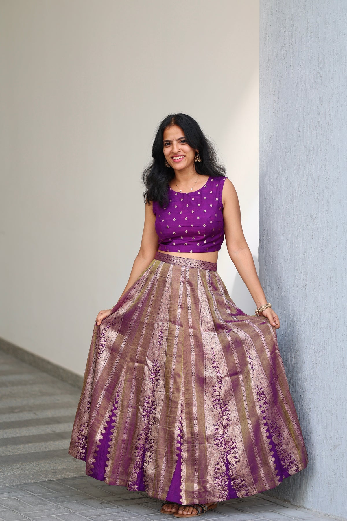 Purple Crop Top & Skirt