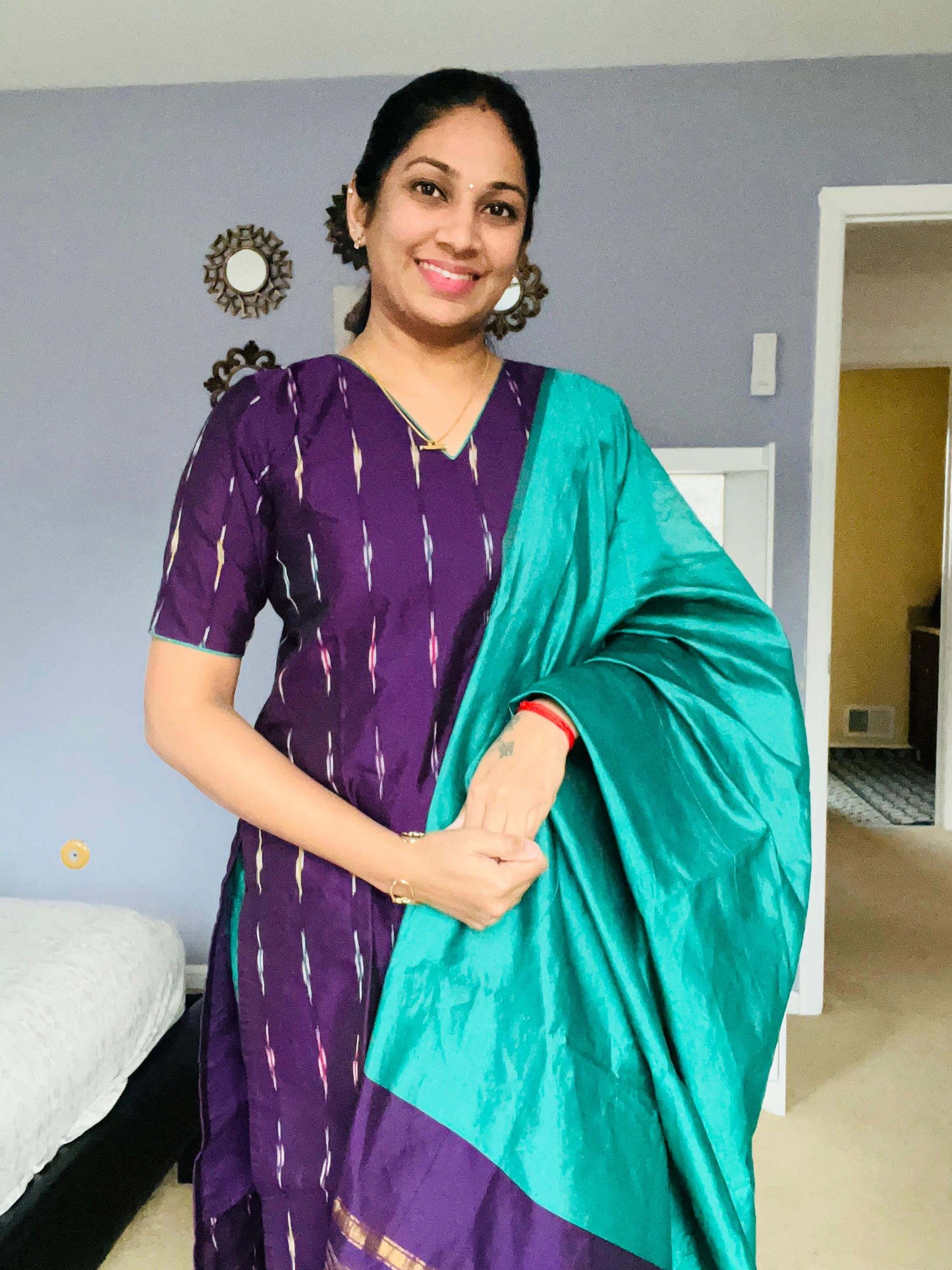 V Neck Pochamplly Silk