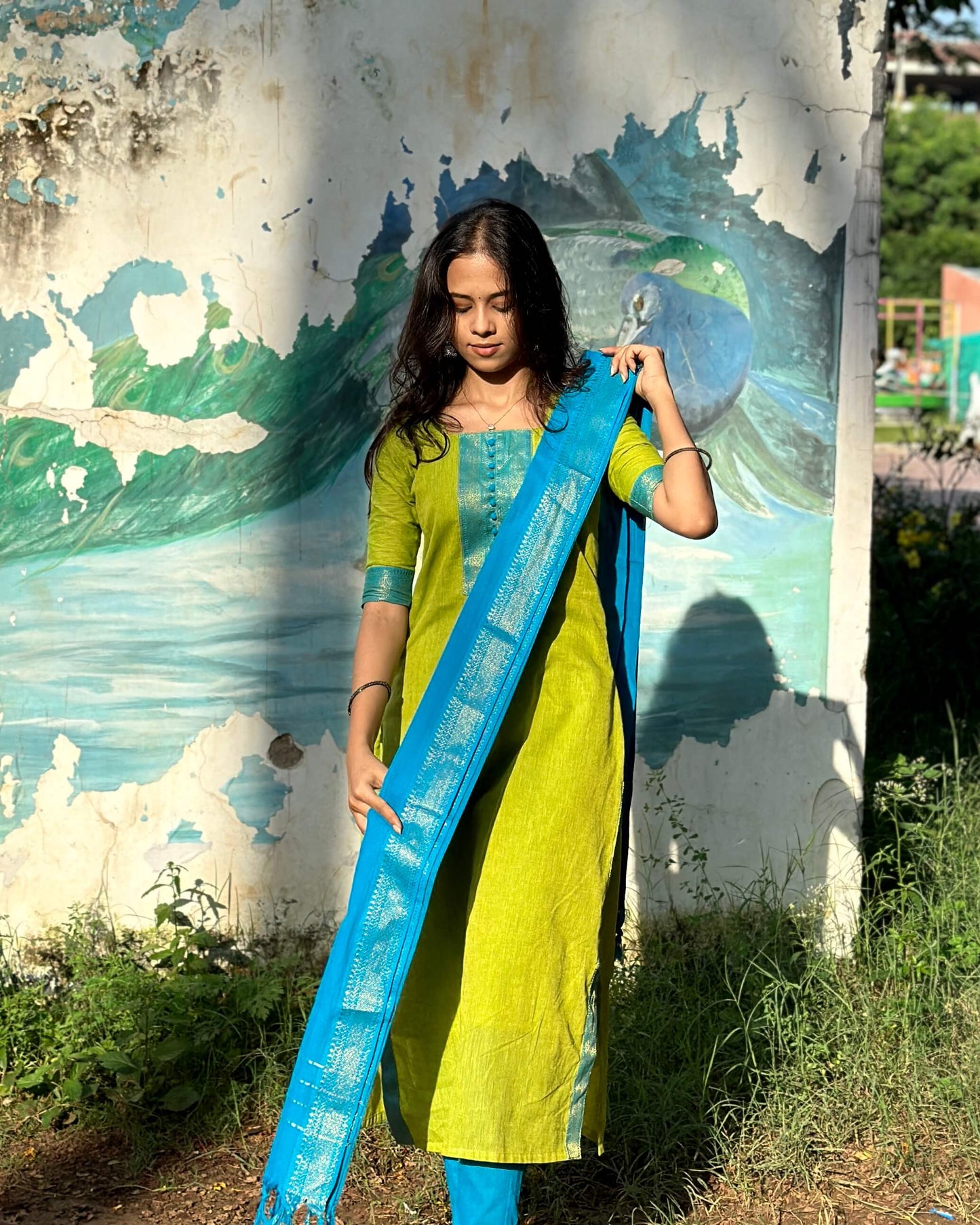 Traditional Green & blue  salwar