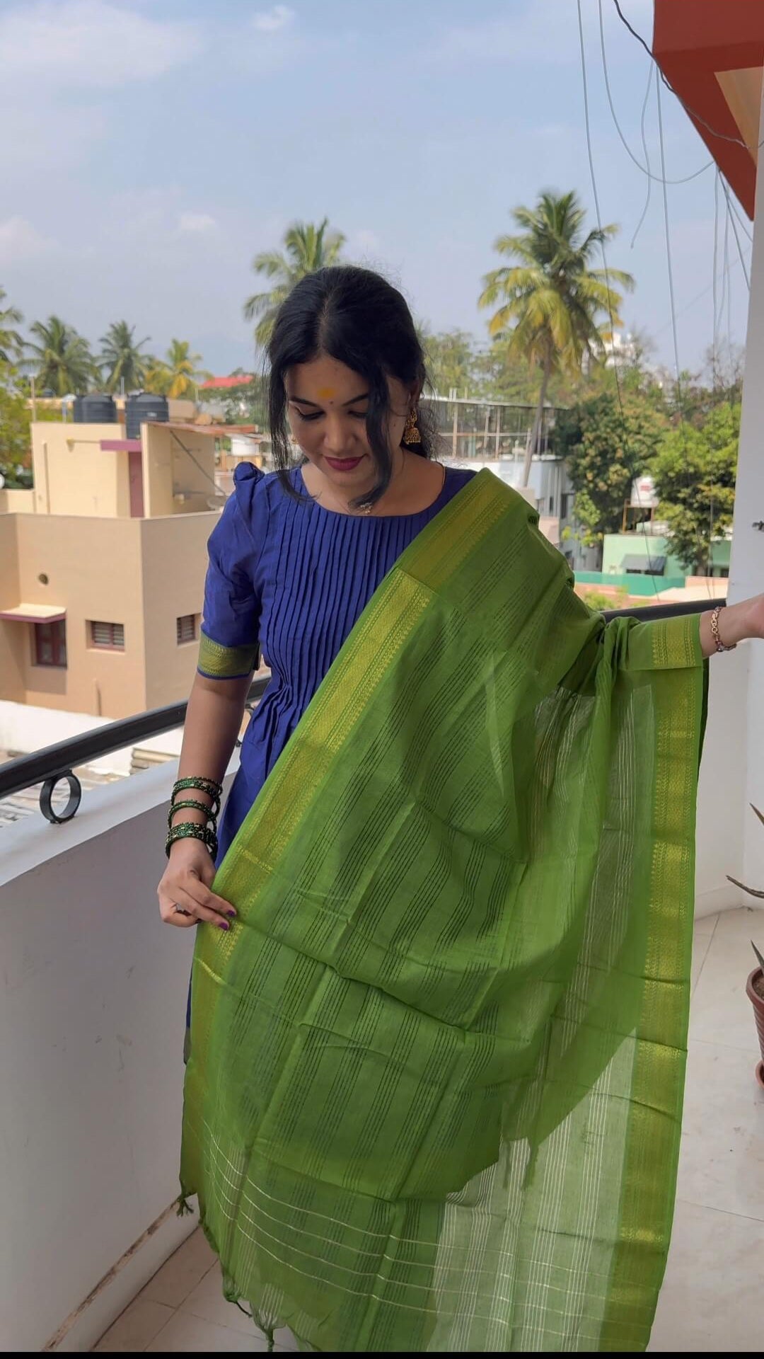 Royal Blue & Green Pintex