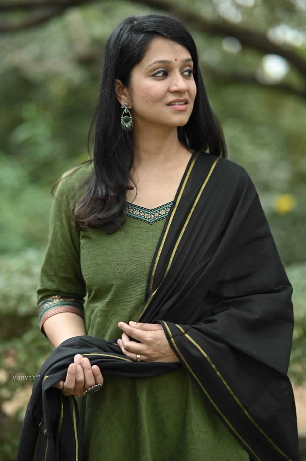 Green Temple Border Anarkali