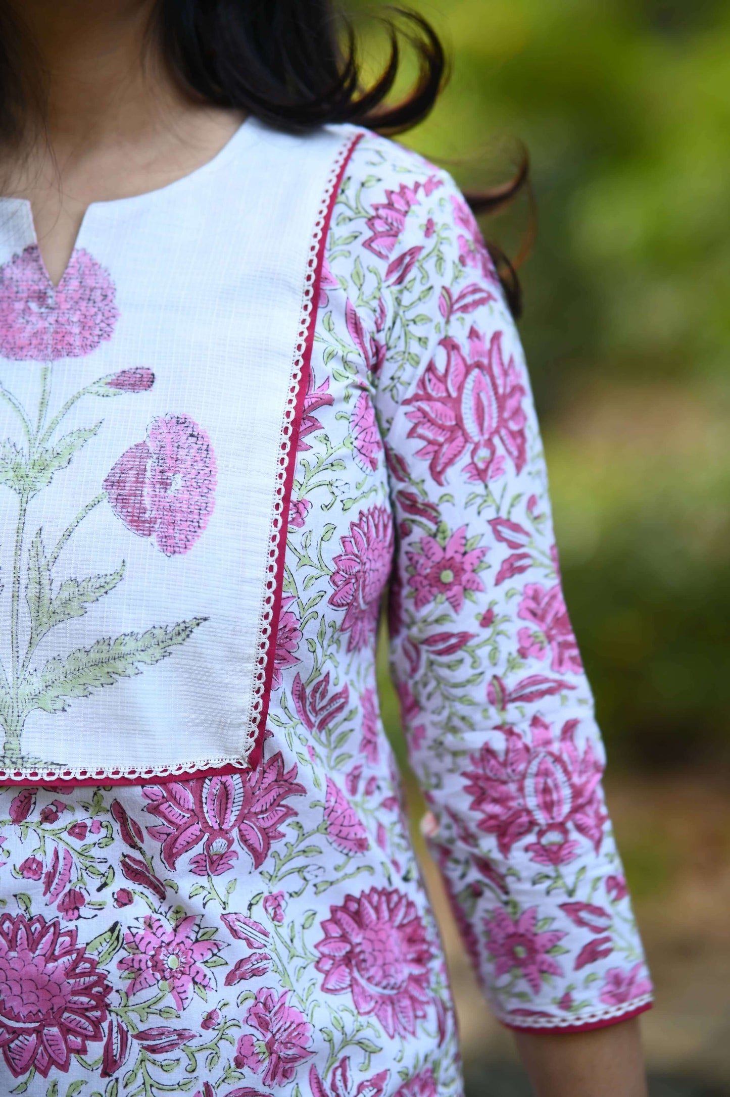 Bagru Hand Block Patch work on Yoke