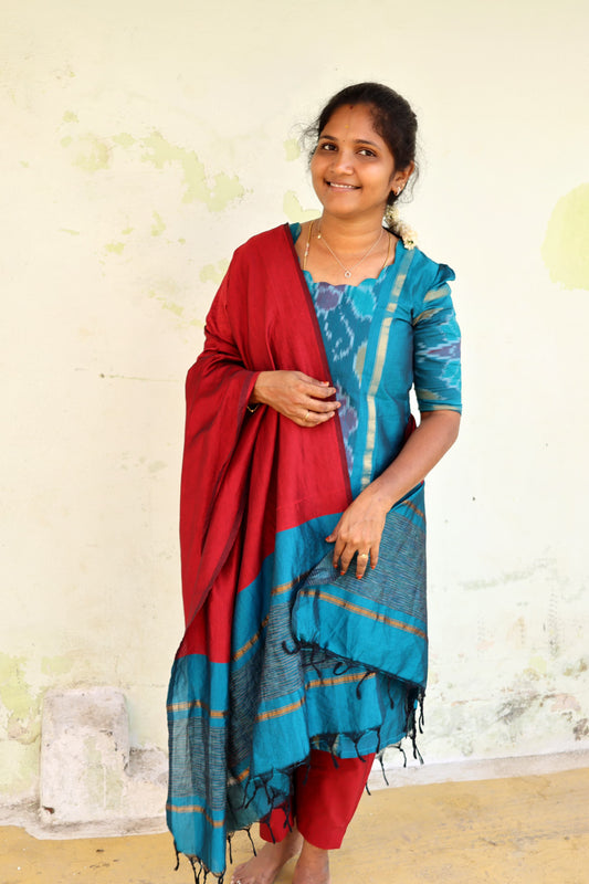 Peacock Blue Silk Salwar