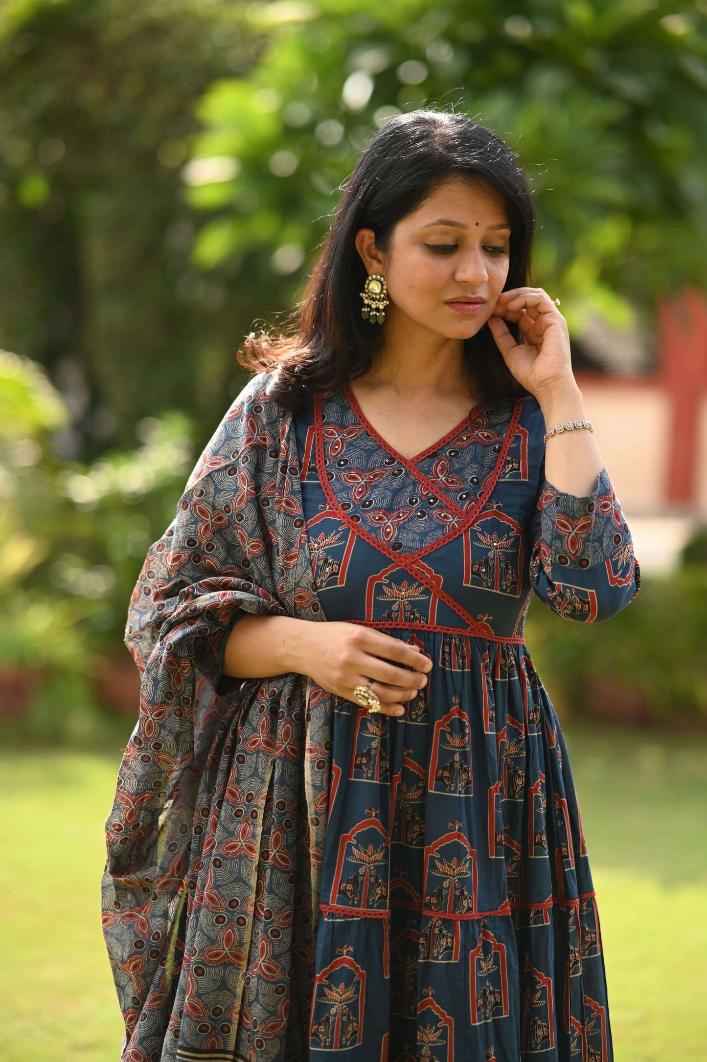 Gathered Anarkali - Blue