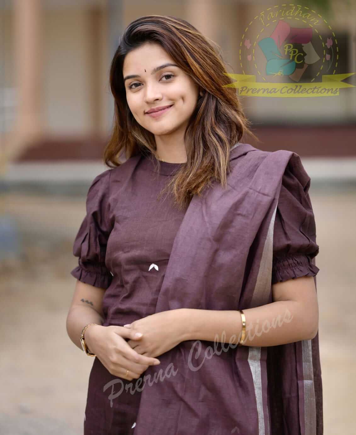 Embroidery Work with  Linen Dupatta