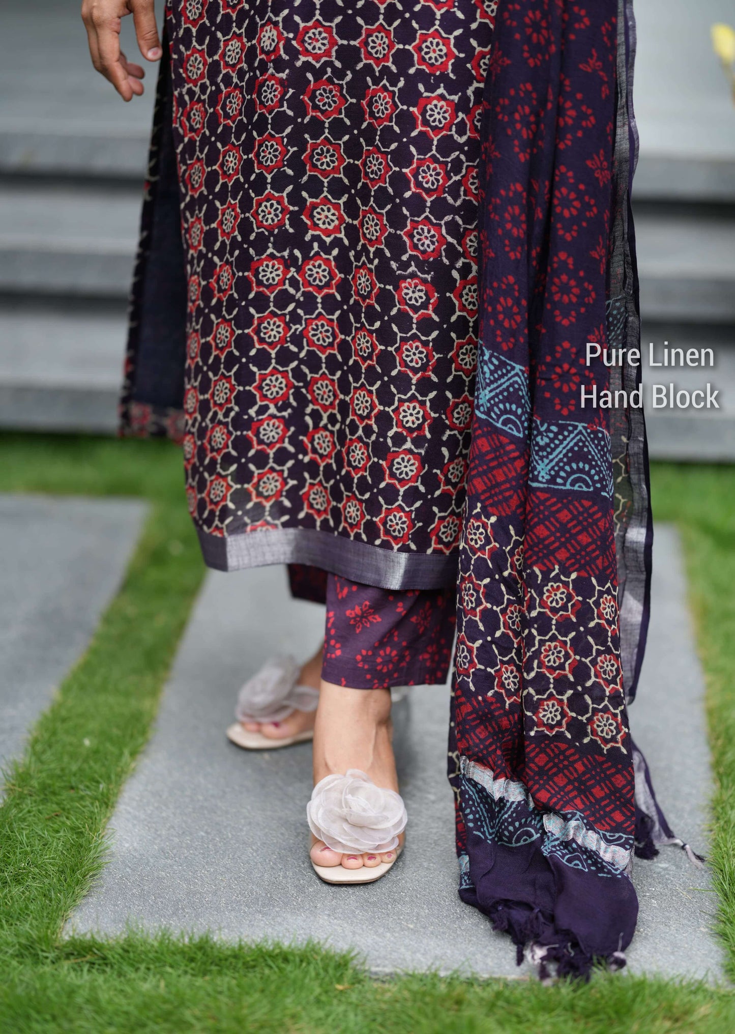 Hand block Linen Salwar