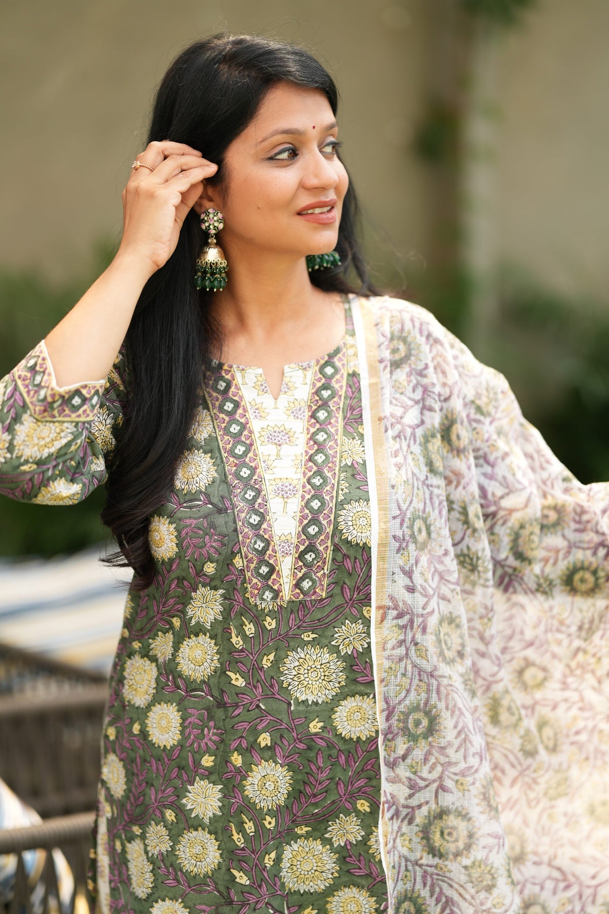 Floral Hand Block Pintuck