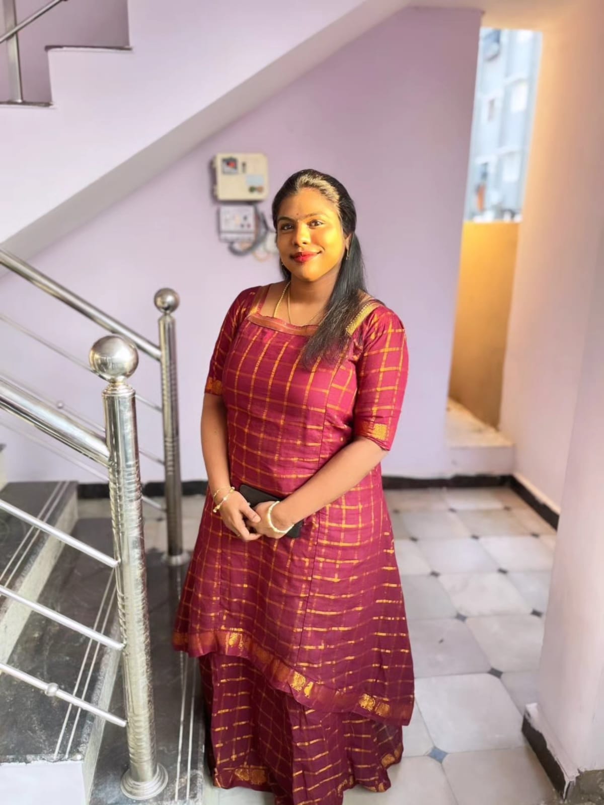 Square ( Pa ) Maroon Traditional Skirt & top