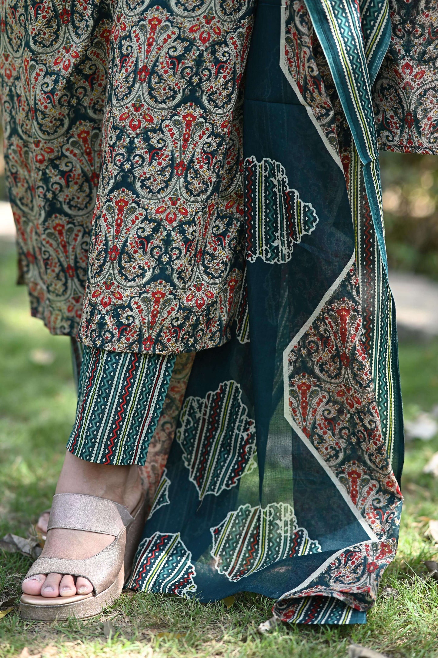 Kalamkari Mirror Work - Green