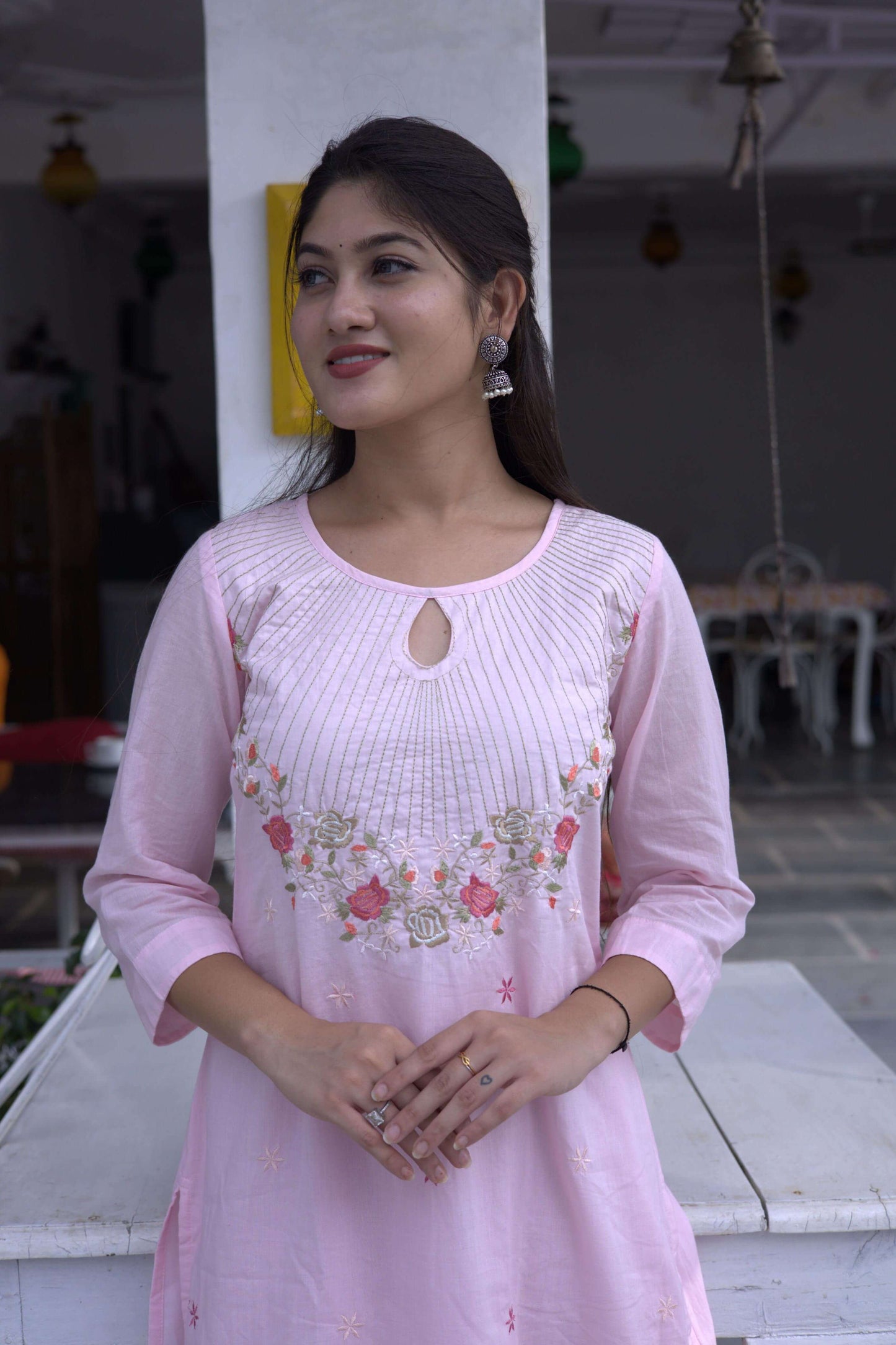 Mul Cotton Embroidery - Pink