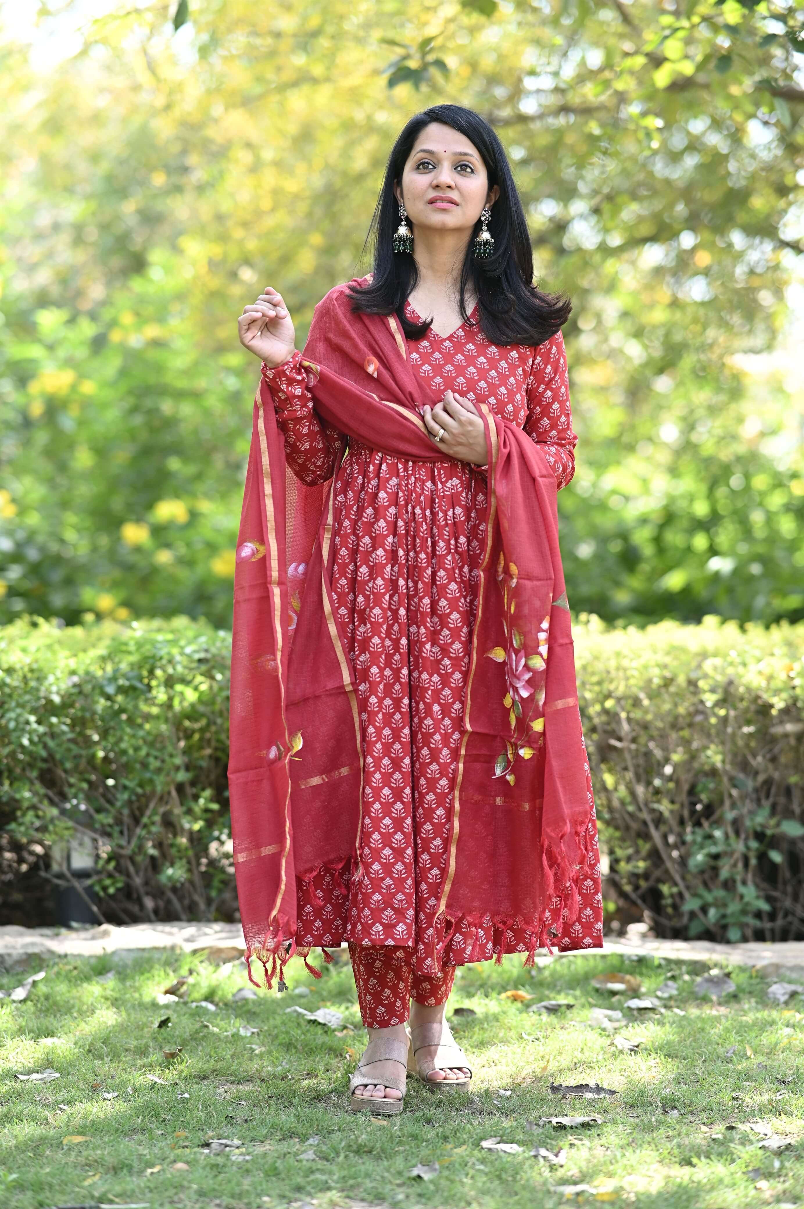 Rust Red Anarkali – Aaryes Collection