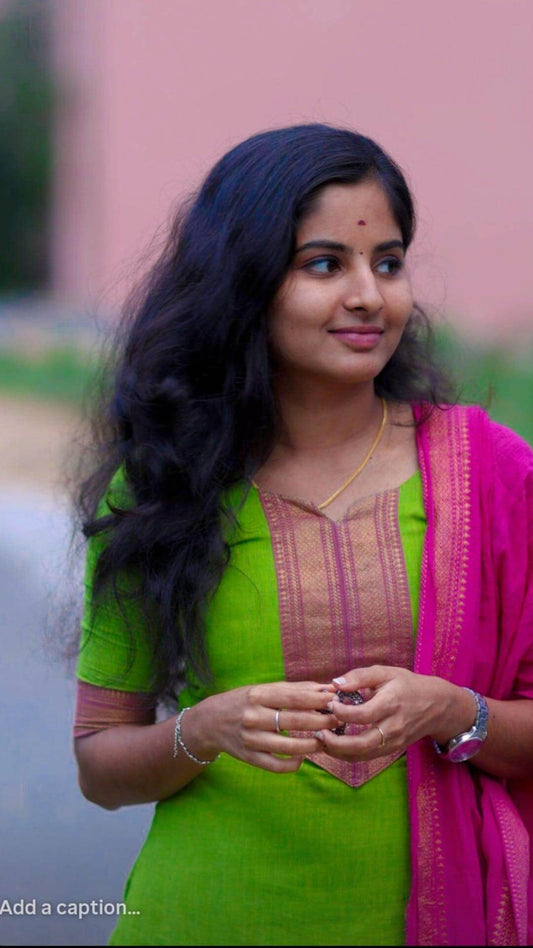 Parrot Green Mangalagiri Cotton